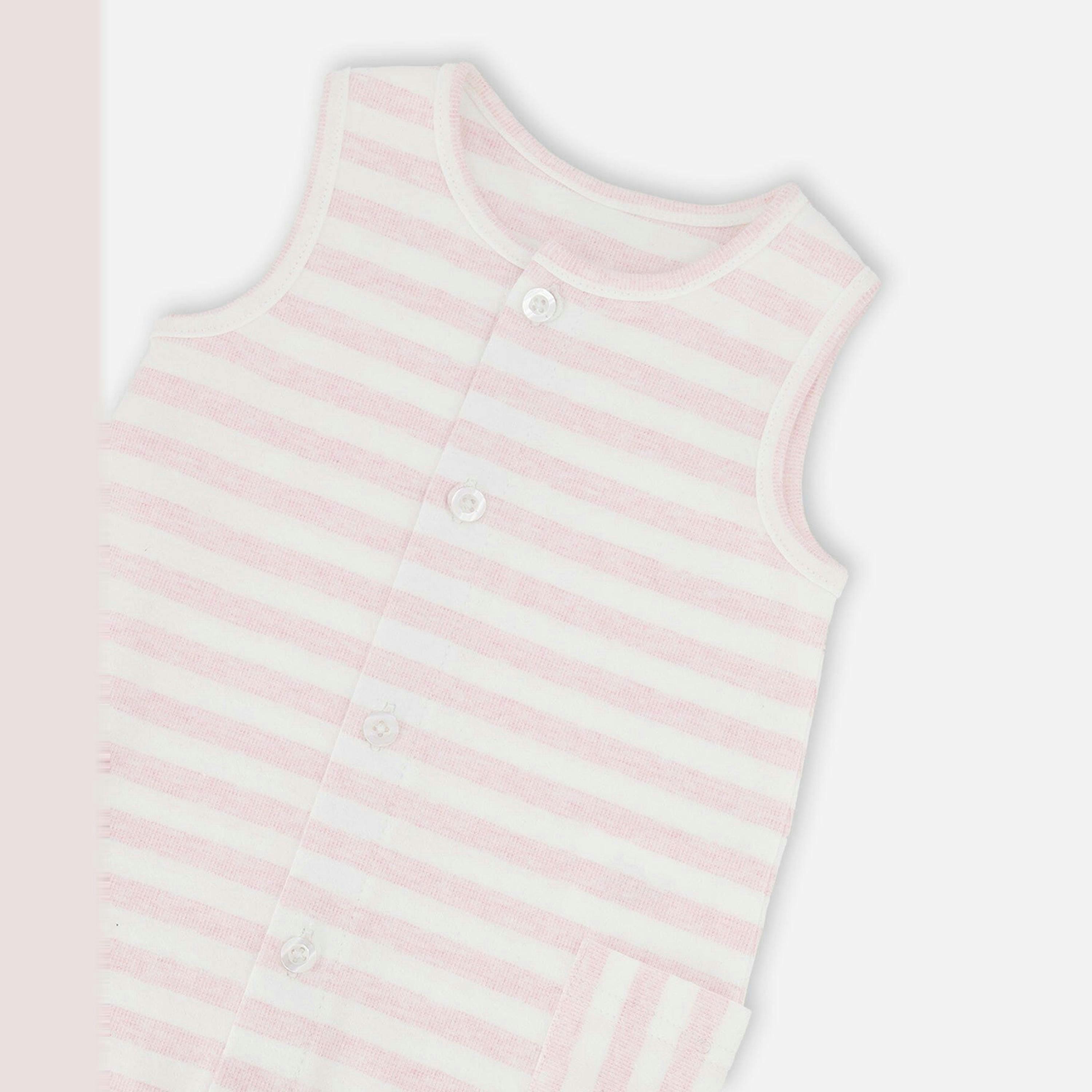 Cotton Striped Romper White and Pink Stripes , view 3 of 3
