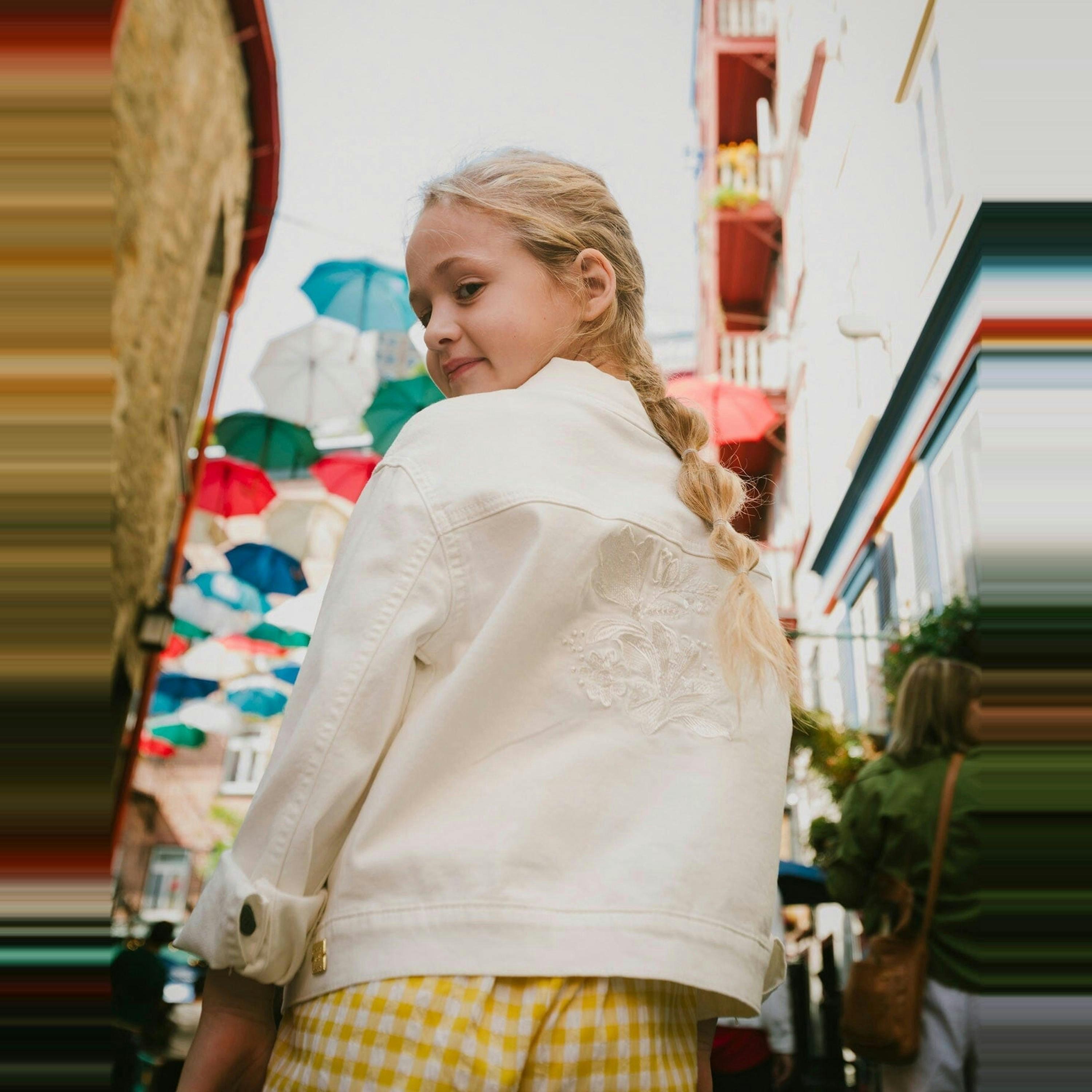 White Denim Jacket With Embroidery , view 2 of 4