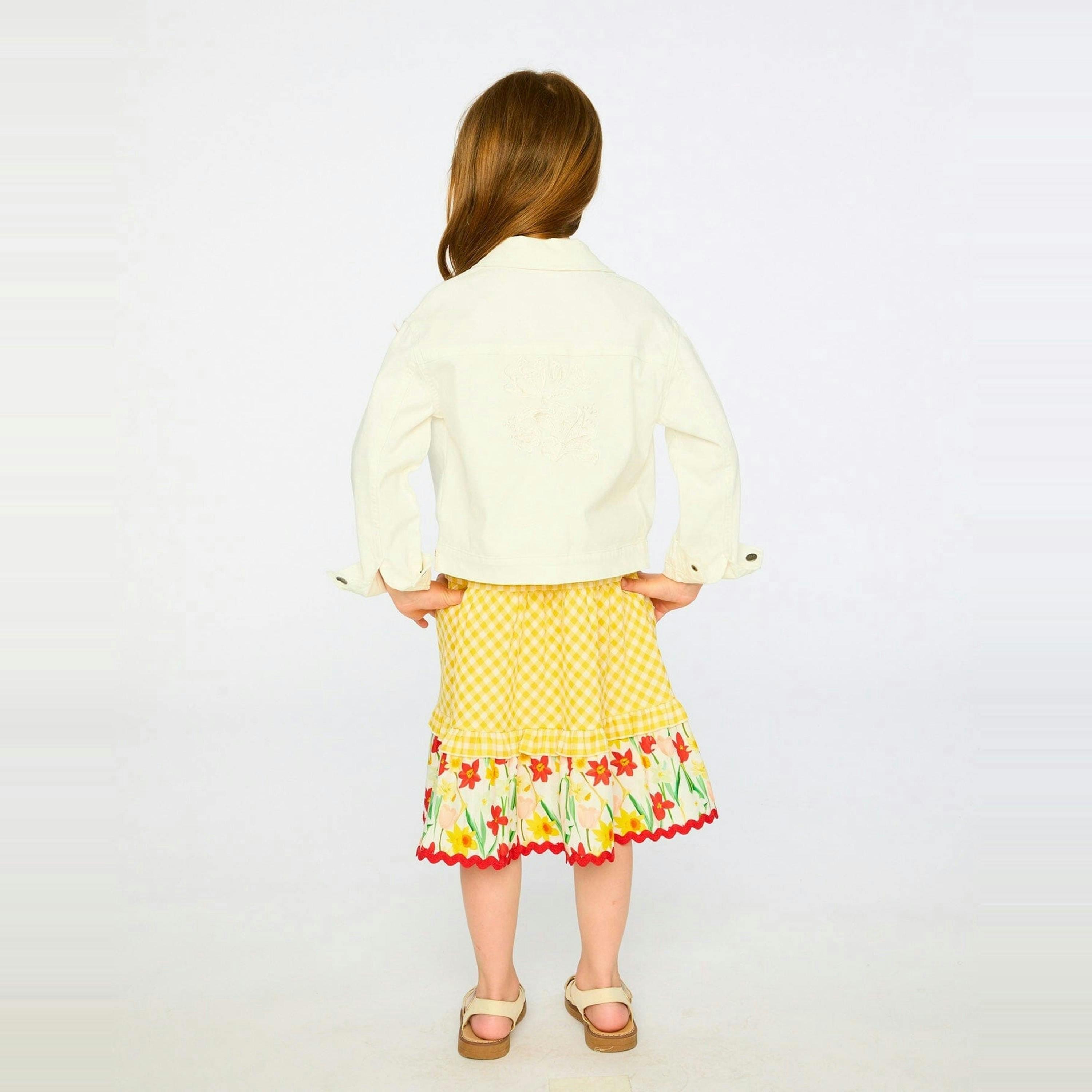 White Denim Jacket With Embroidery , view 3 of 4