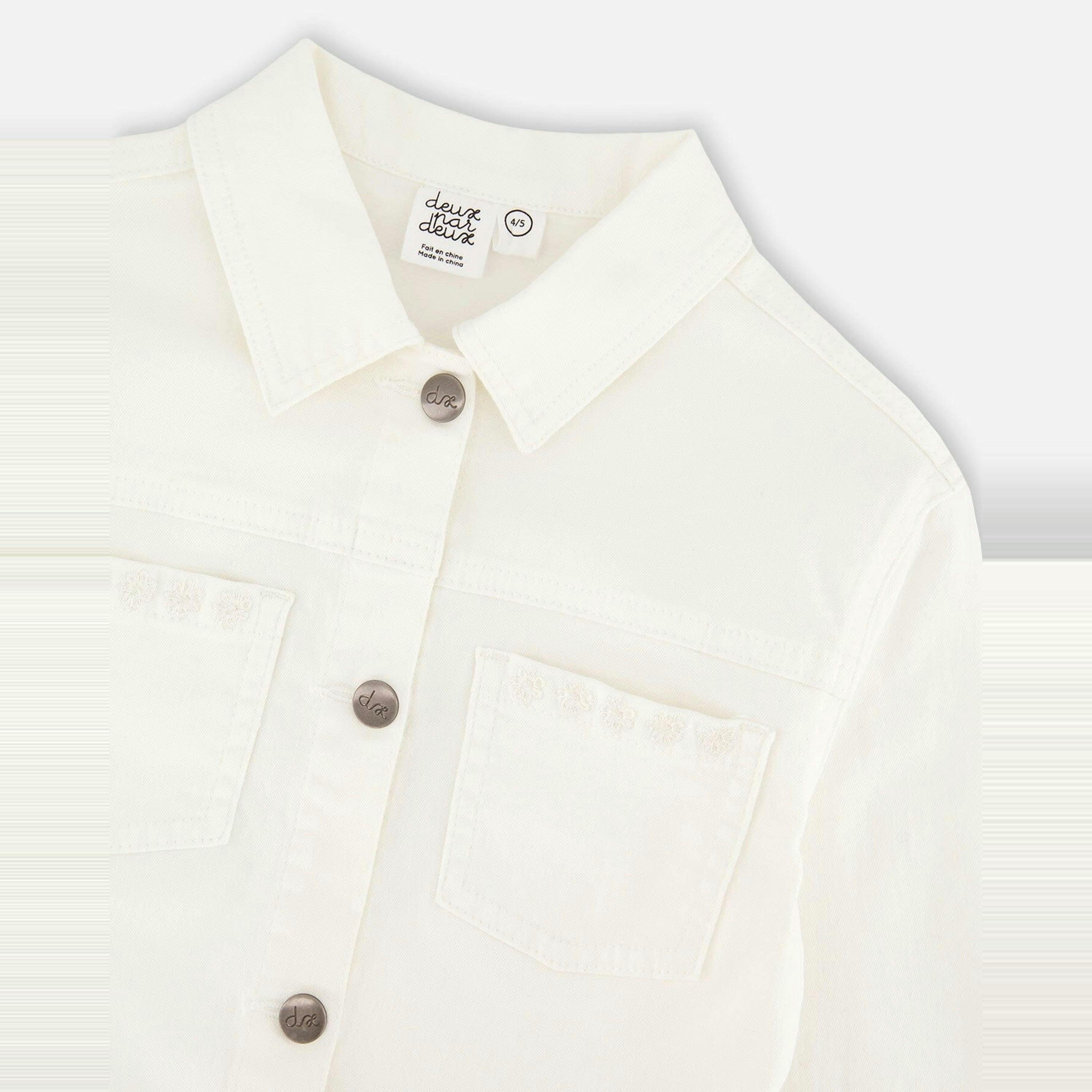 White Denim Jacket With Embroidery , view 4 of 4