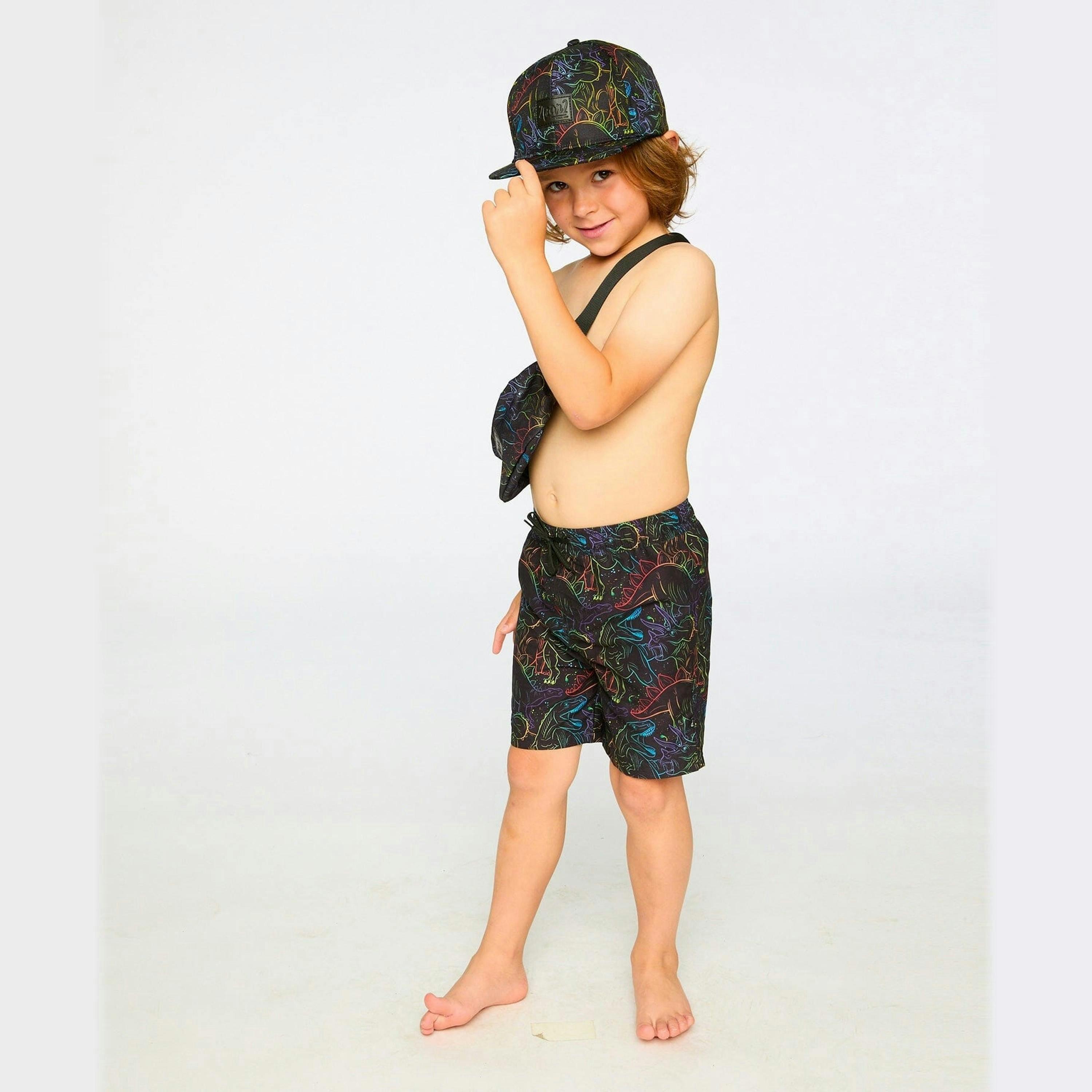 Swim Trunks Black Dinosaur Print , view 3 of 5