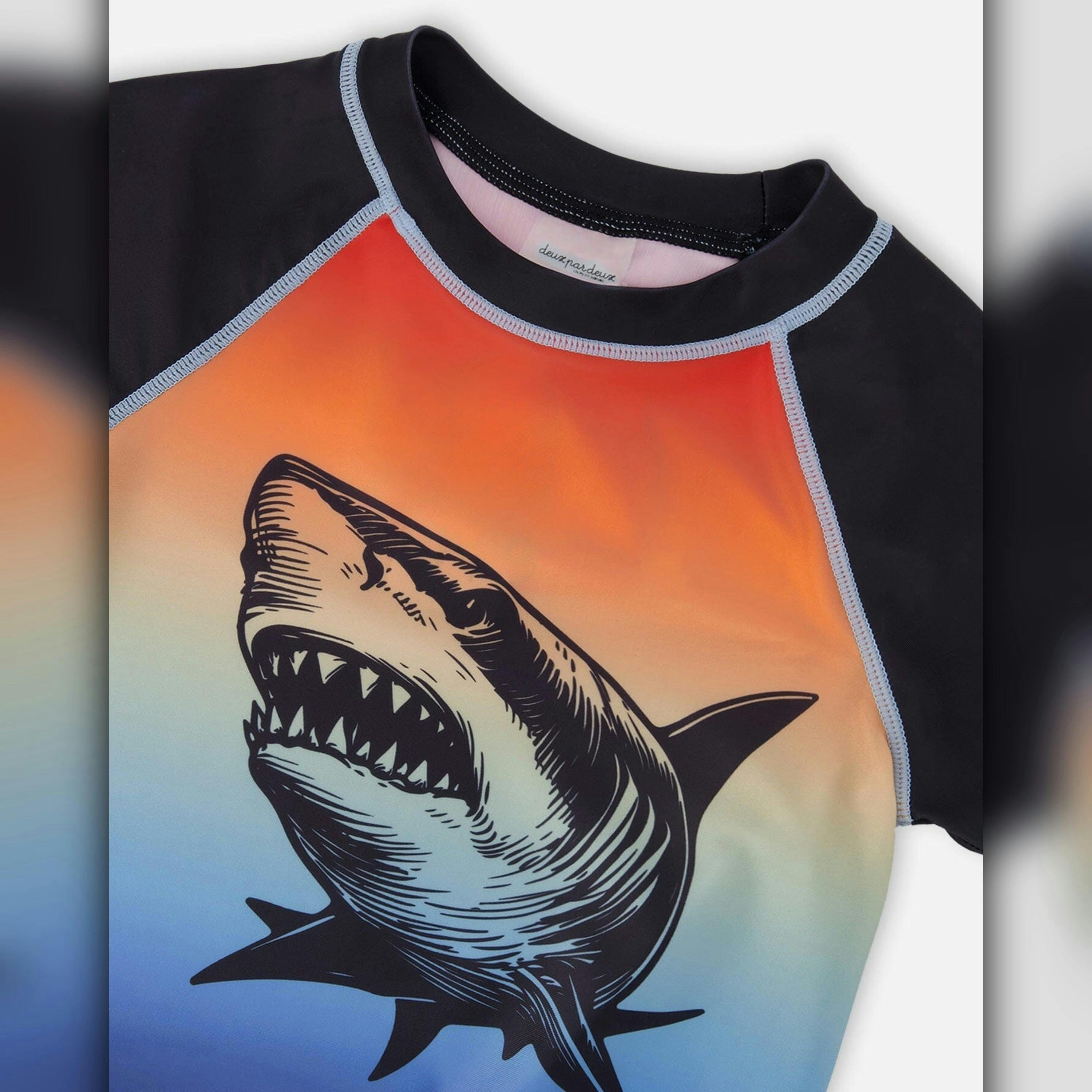 Short Sleeve Rashguard Blue And Orange Gradient , view 4 of 4