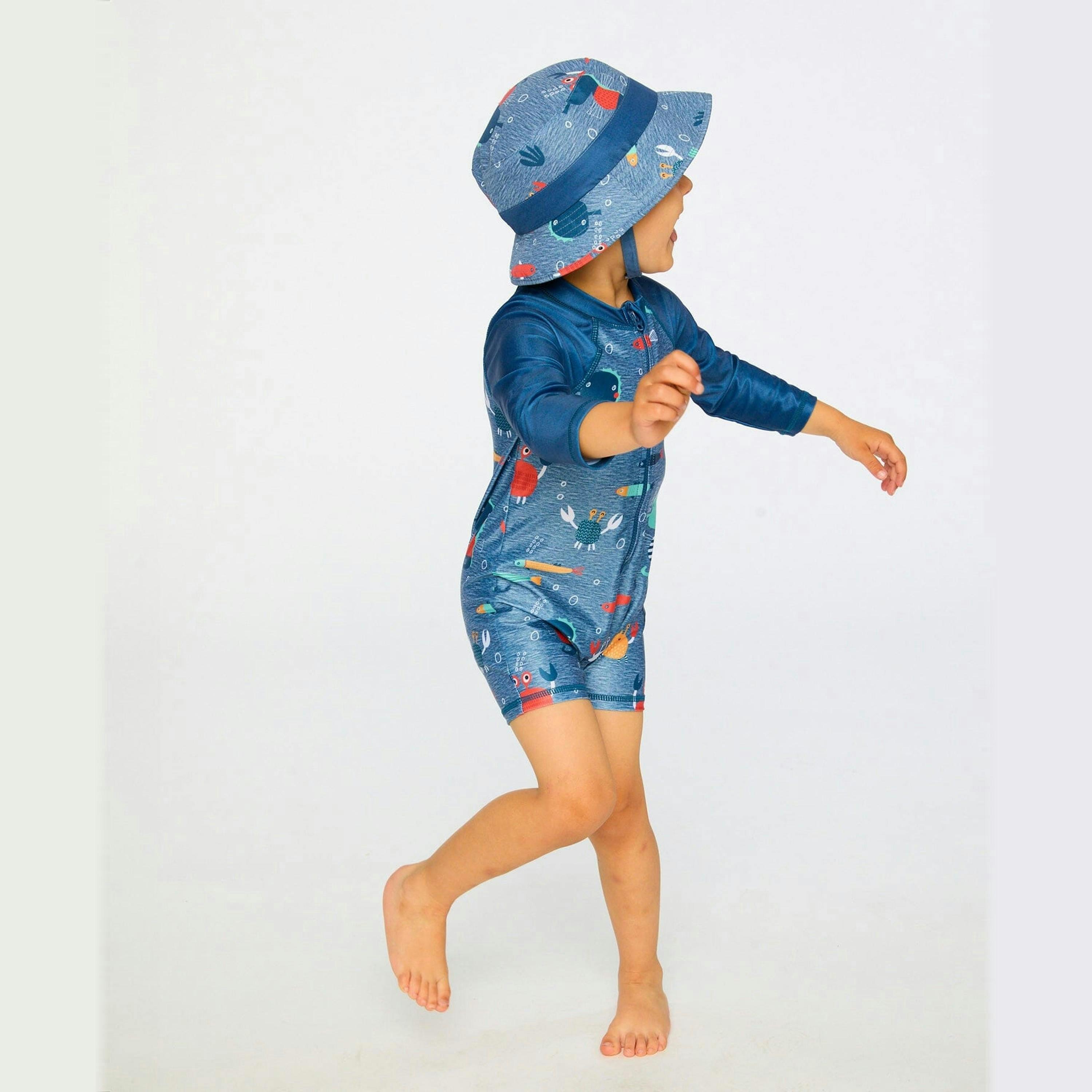Recycled Polyester Beach Hat Blue Marine Animal Print , view 2 of 4