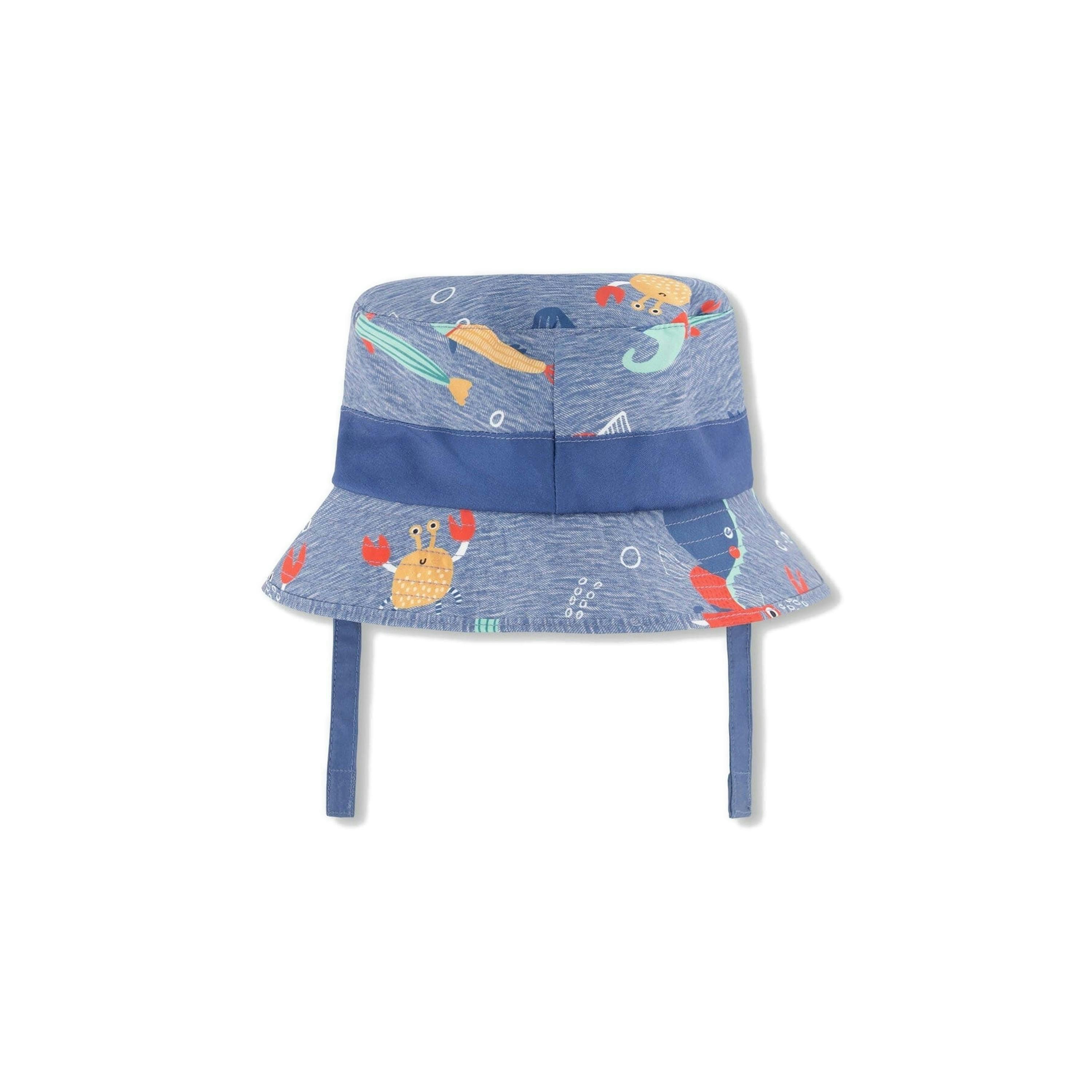 Recycled Polyester Beach Hat Blue Marine Animal Print , view 3 of 4
