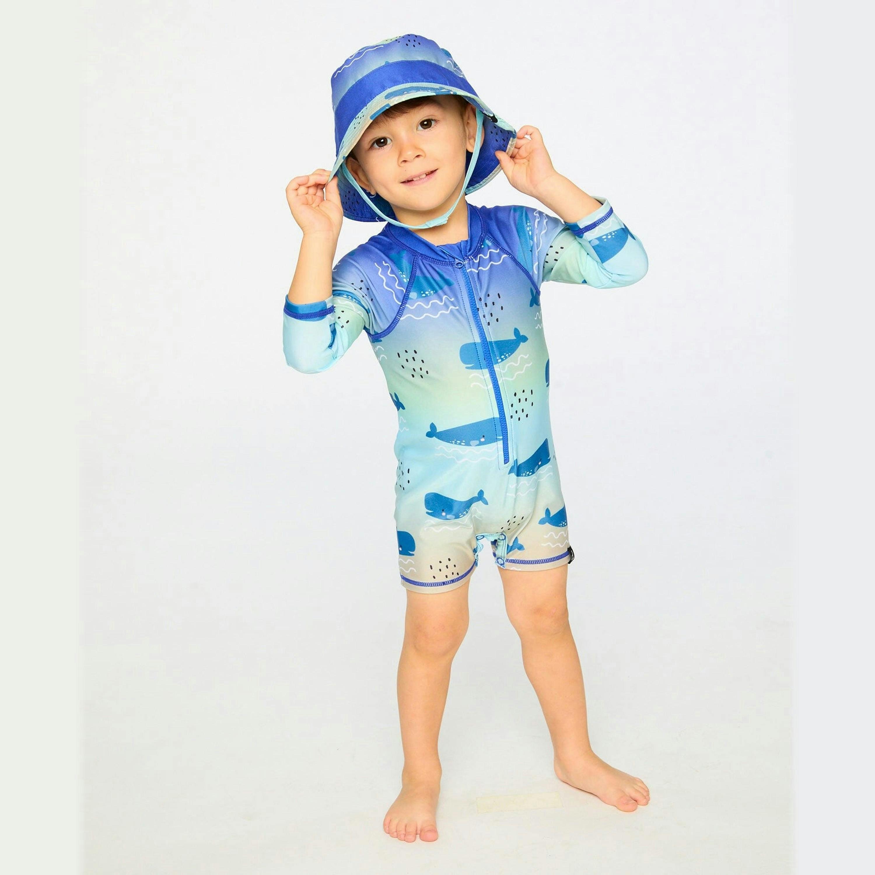 Recycled Polyester Beach Hat Blue Whale Print , view 2 of 4