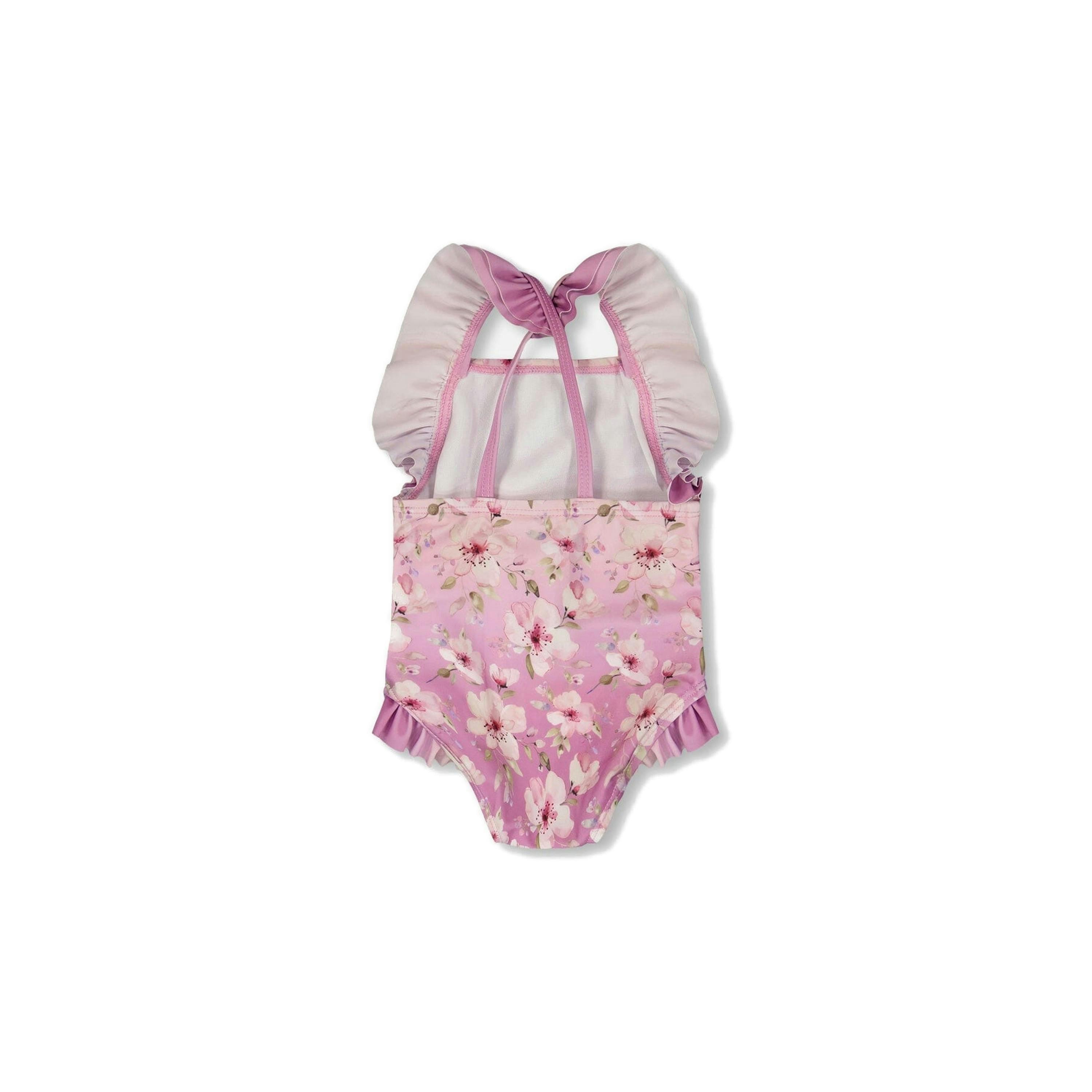 Baby And Toddler One-Piece Swimsuit Purple Flower Print , view 3 of 4