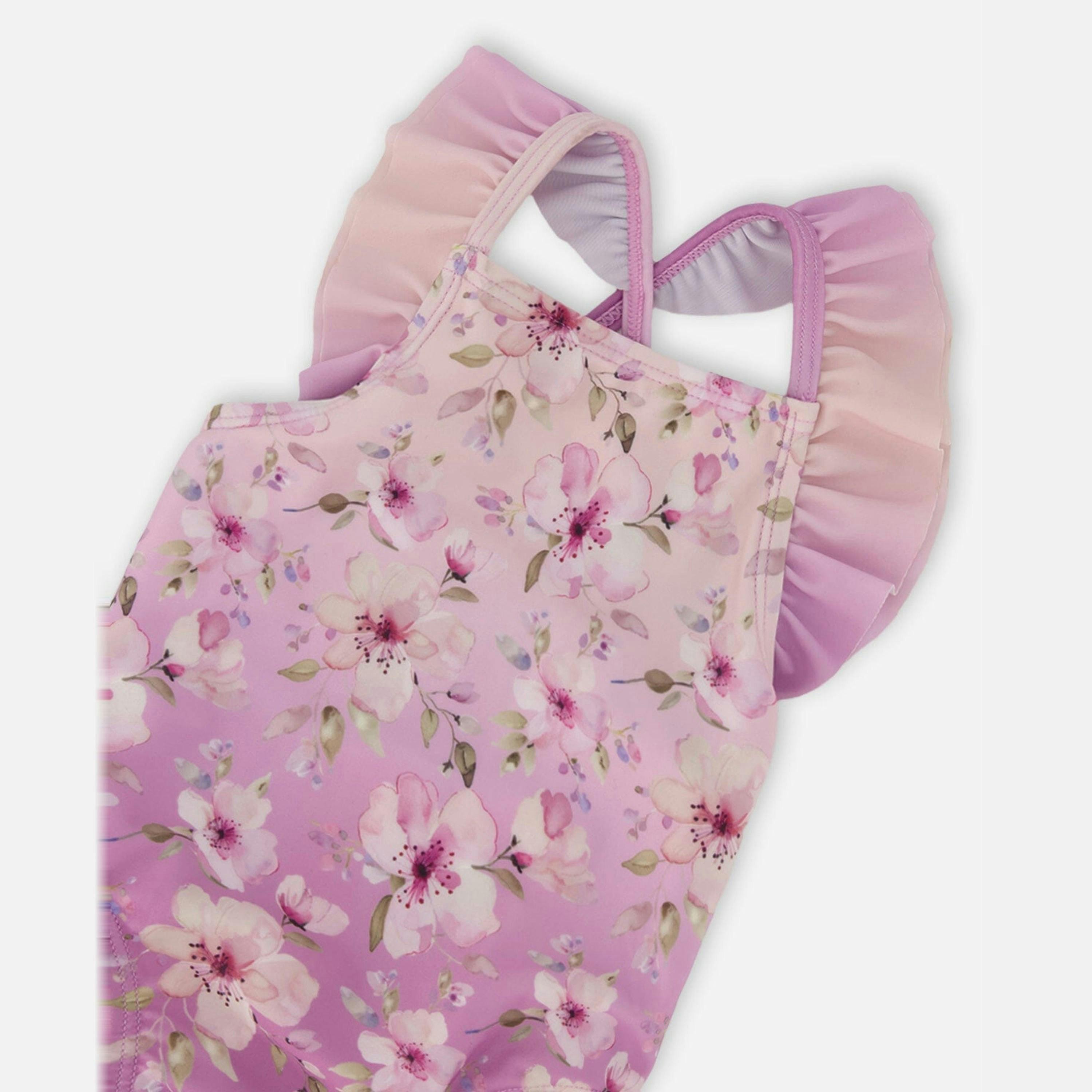 Baby And Toddler One-Piece Swimsuit Purple Flower Print , view 4 of 4