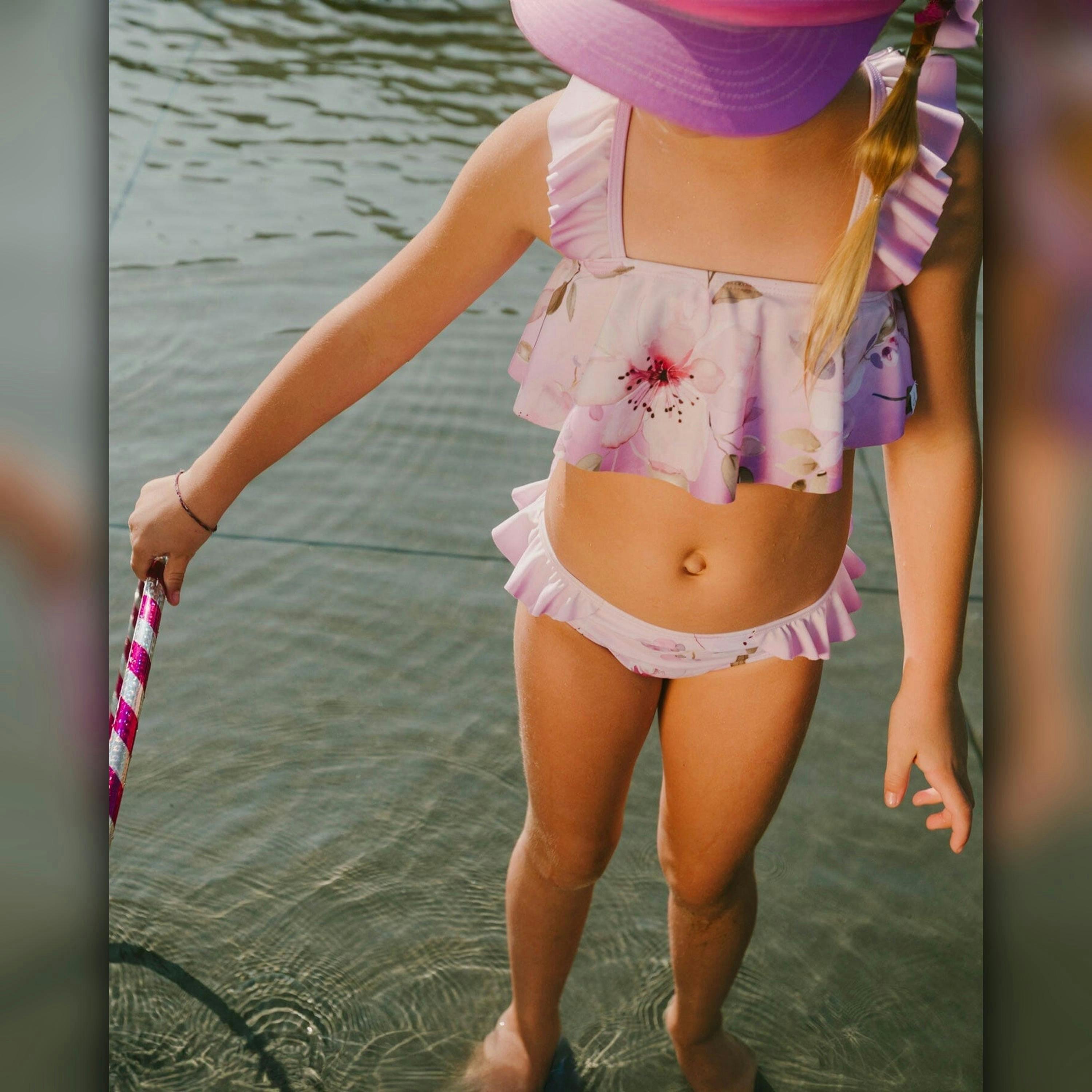 Two-Piece Swimsuit Purple Flower Print , view 2 of 6