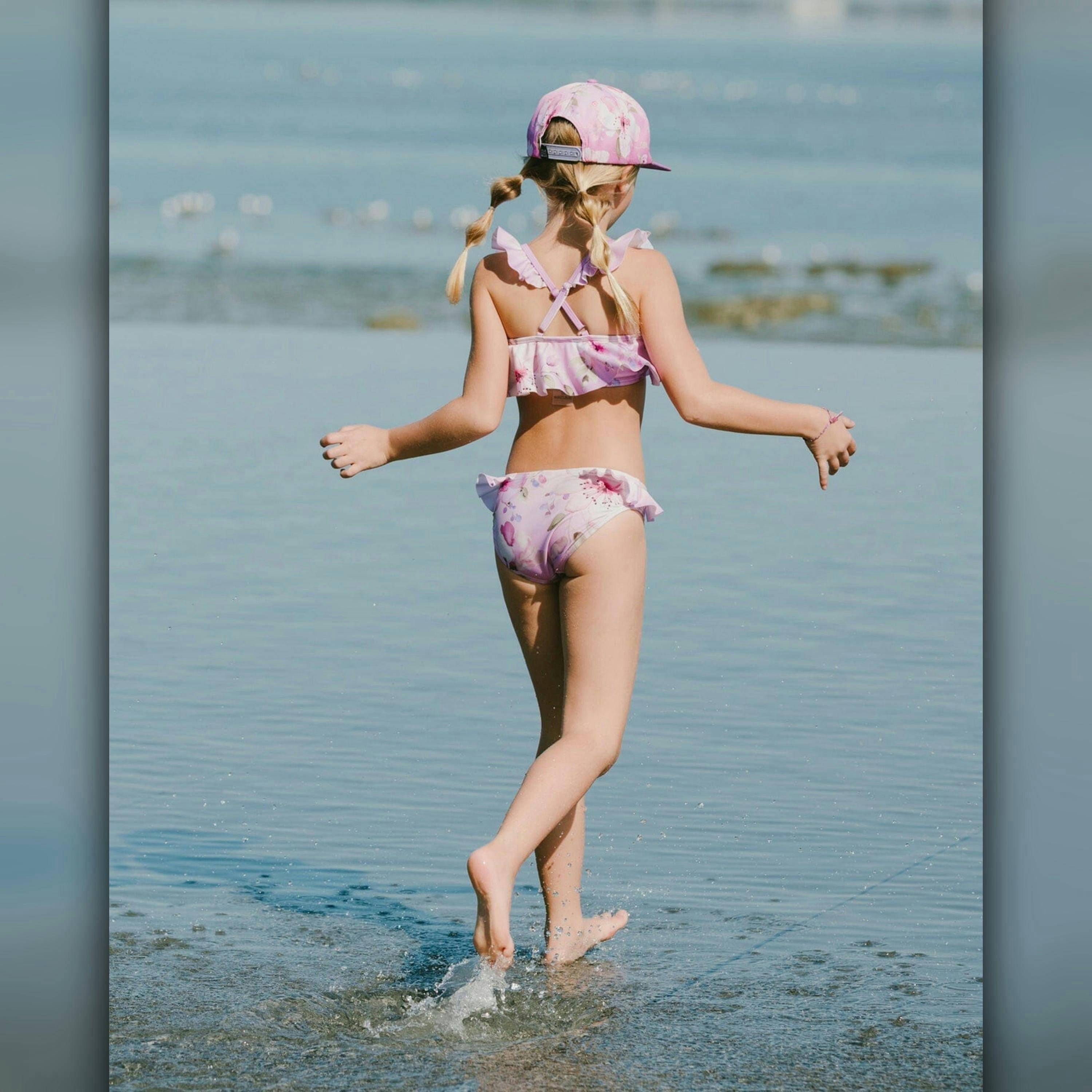Two-Piece Swimsuit Purple Flower Print , view 3 of 6