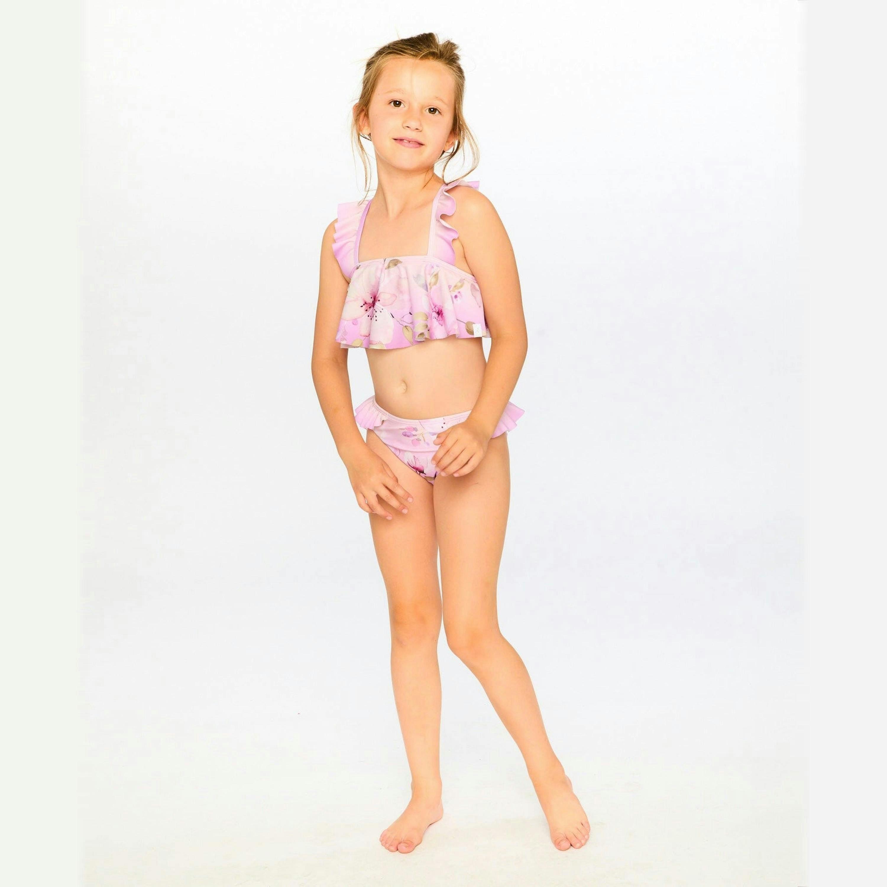 Two-Piece Swimsuit Purple Flower Print , view 4 of 6
