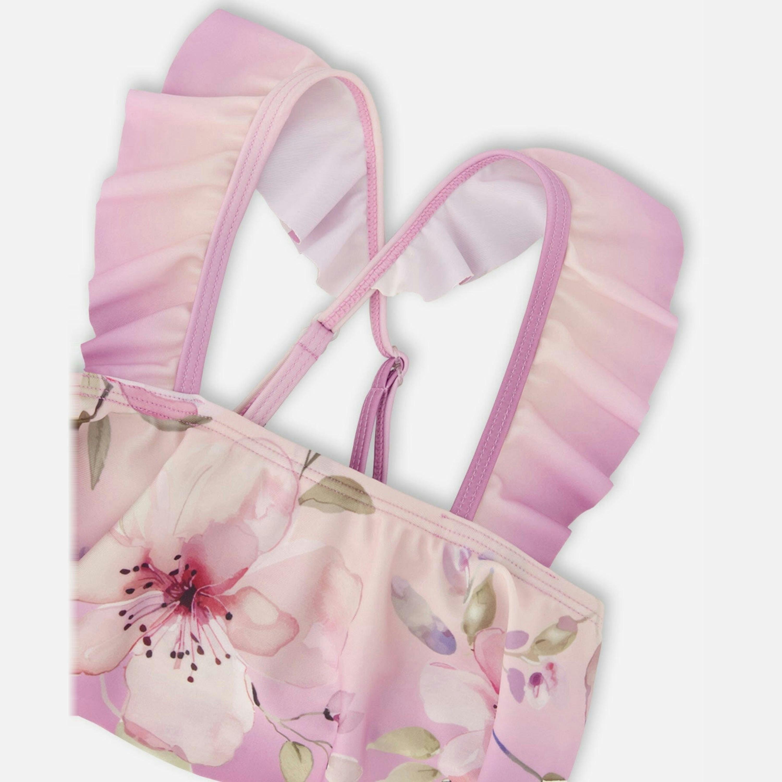 Two-Piece Swimsuit Purple Flower Print , view 6 of 6