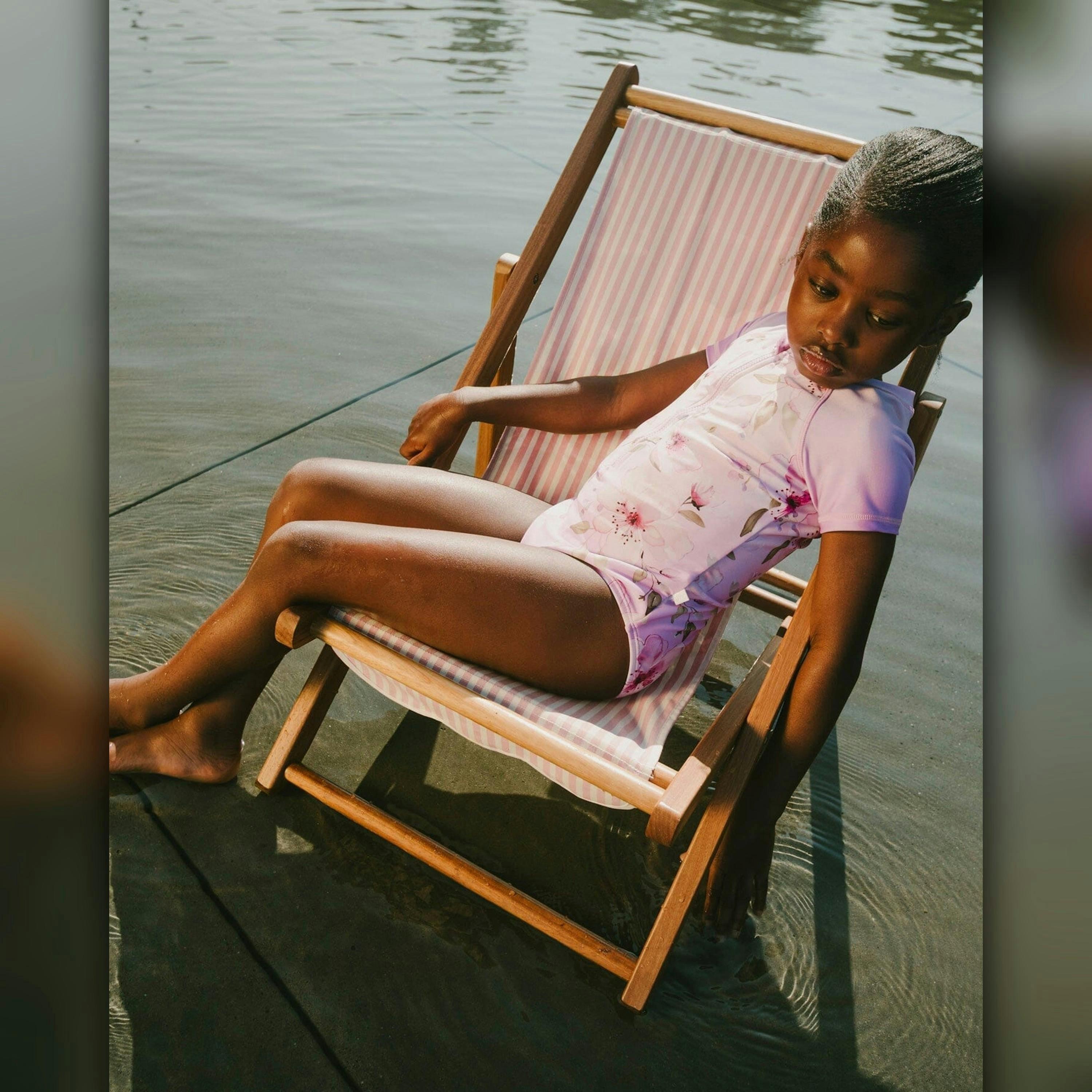 One-Piece Swimsuit Purple Flower Print , view 2 of 6
