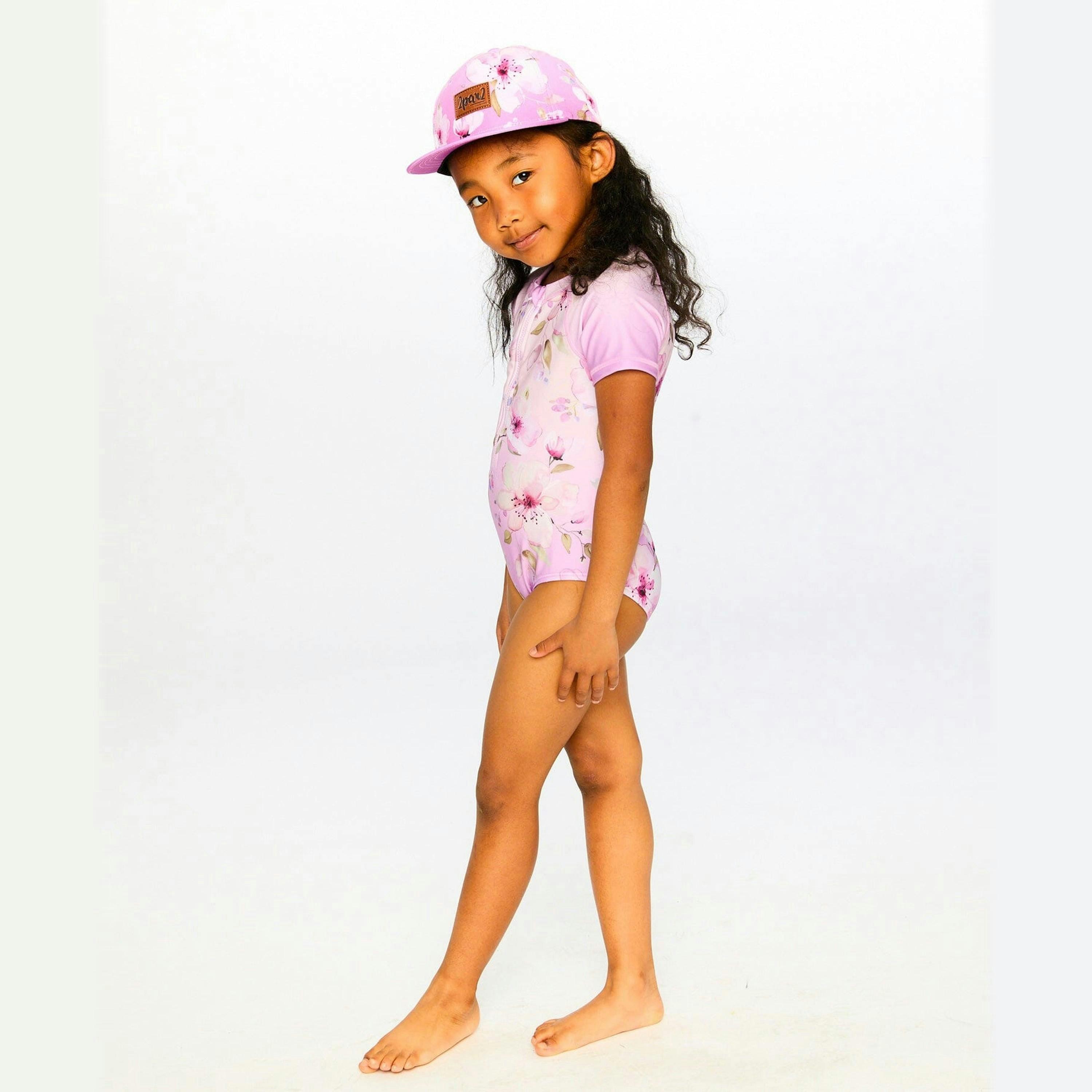 One-Piece Swimsuit Purple Flower Print , view 4 of 6