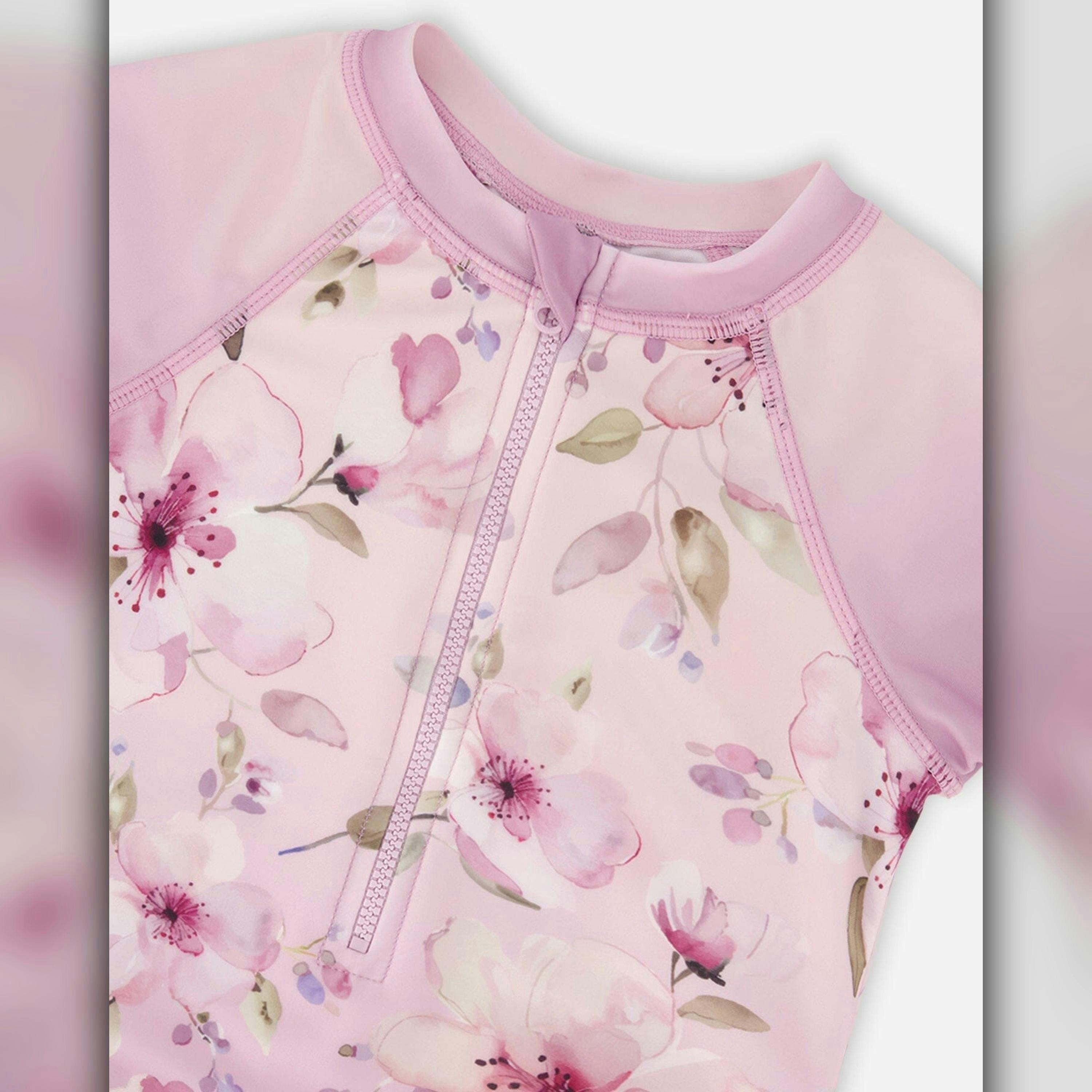One-Piece Swimsuit Purple Flower Print , view 6 of 6