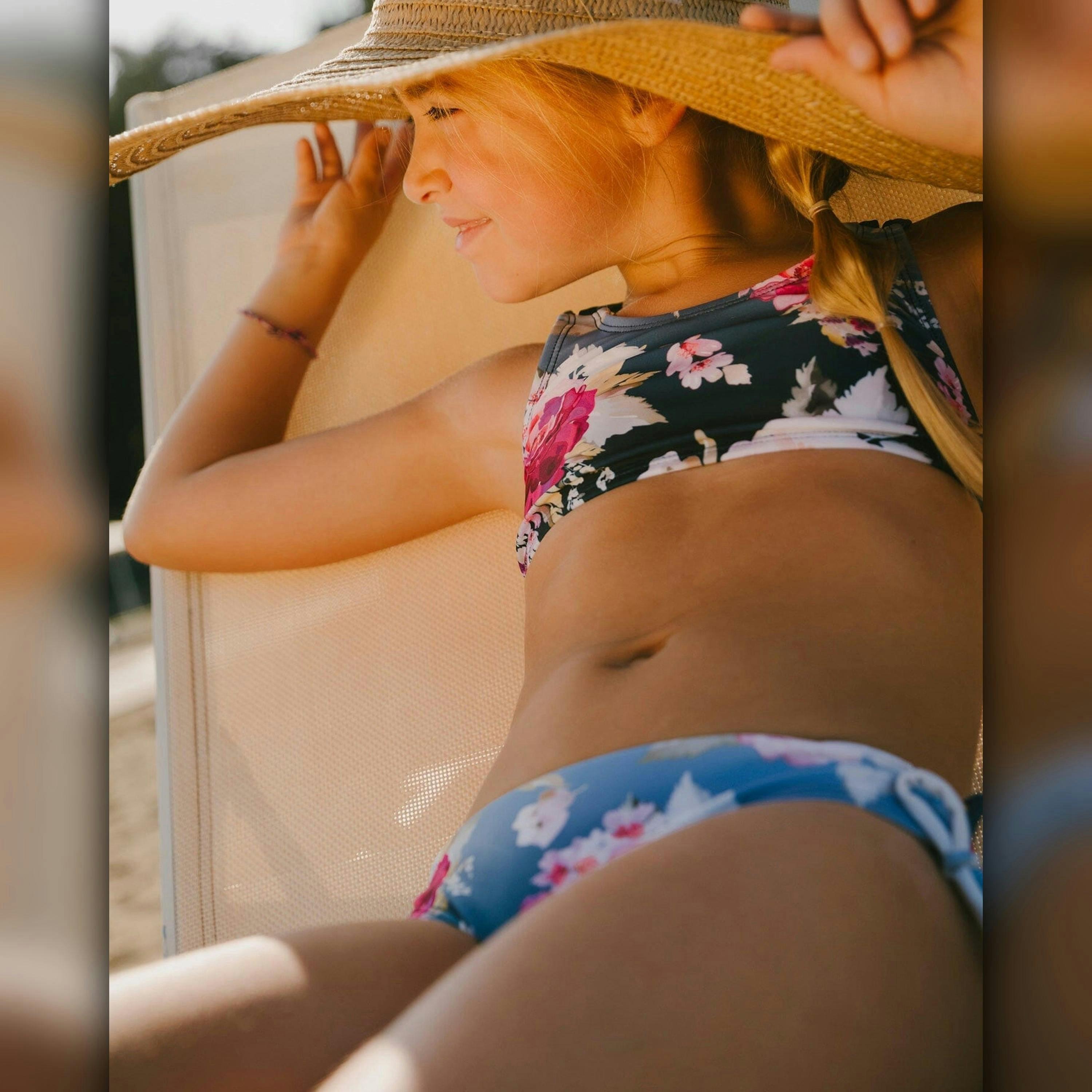 Two-Piece Swimsuit Blue Rose Print , view 2 of 6