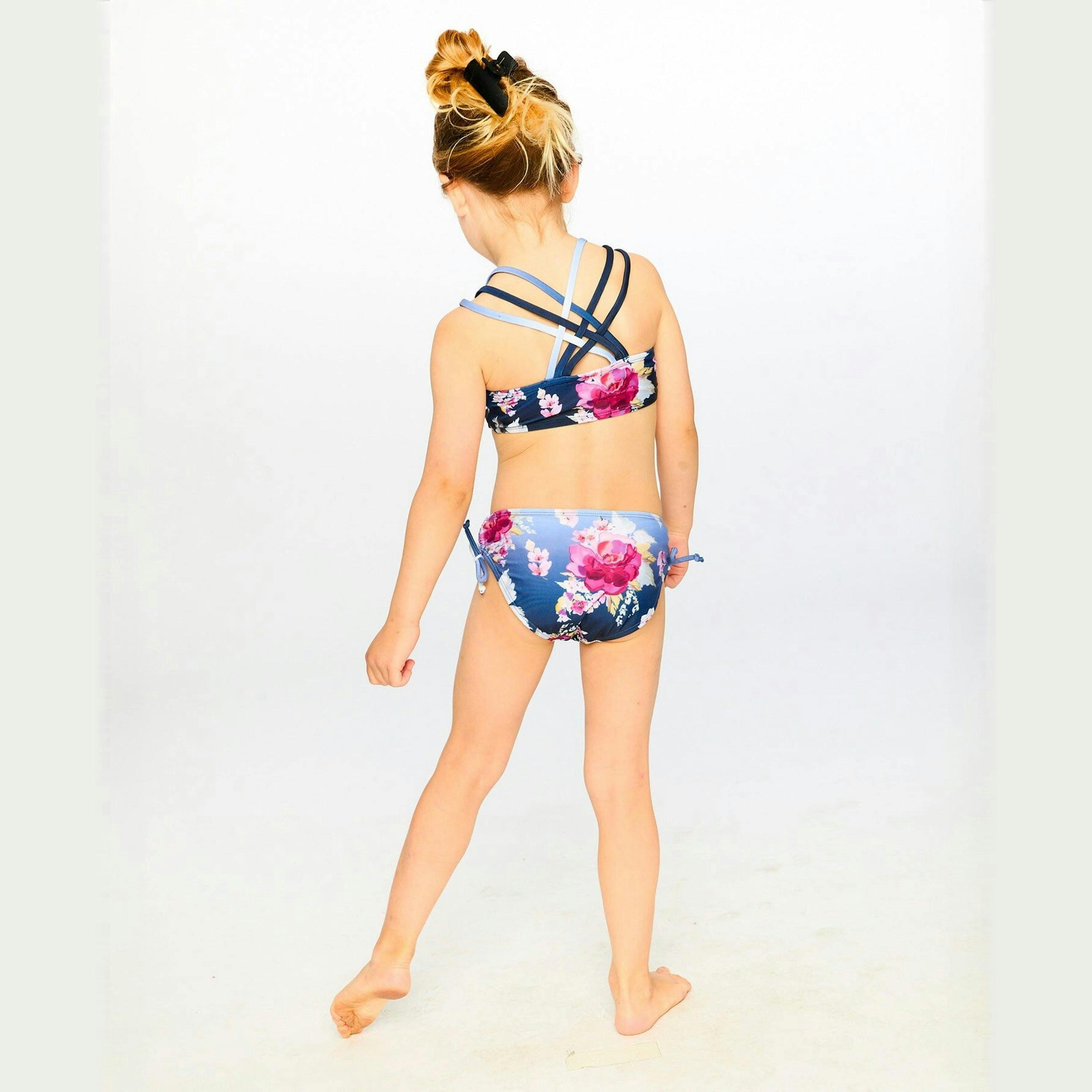 Two-Piece Swimsuit Blue Rose Print , view 3 of 6