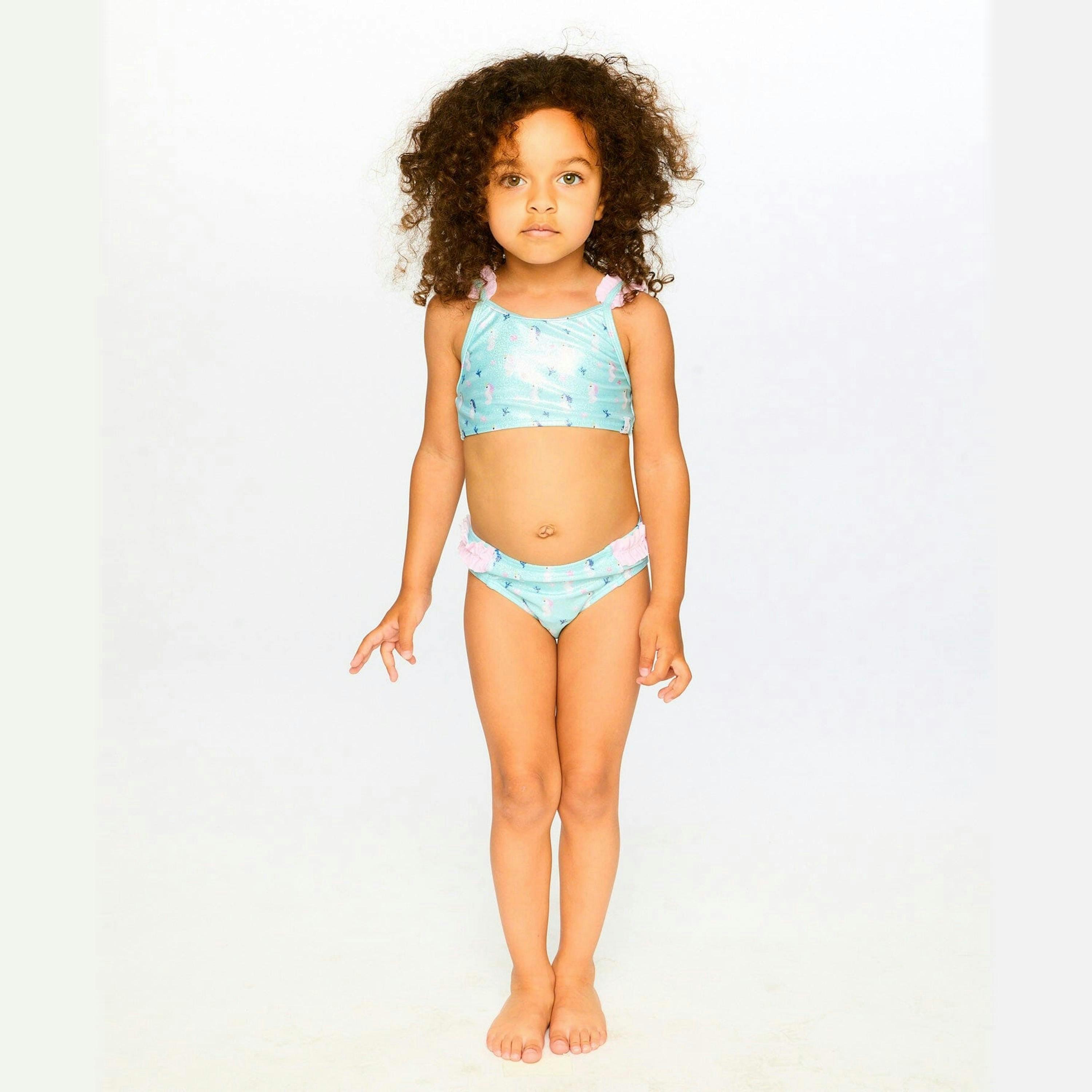 Two-Piece Swimsuit Blue Seahorse Print , view 2 of 5