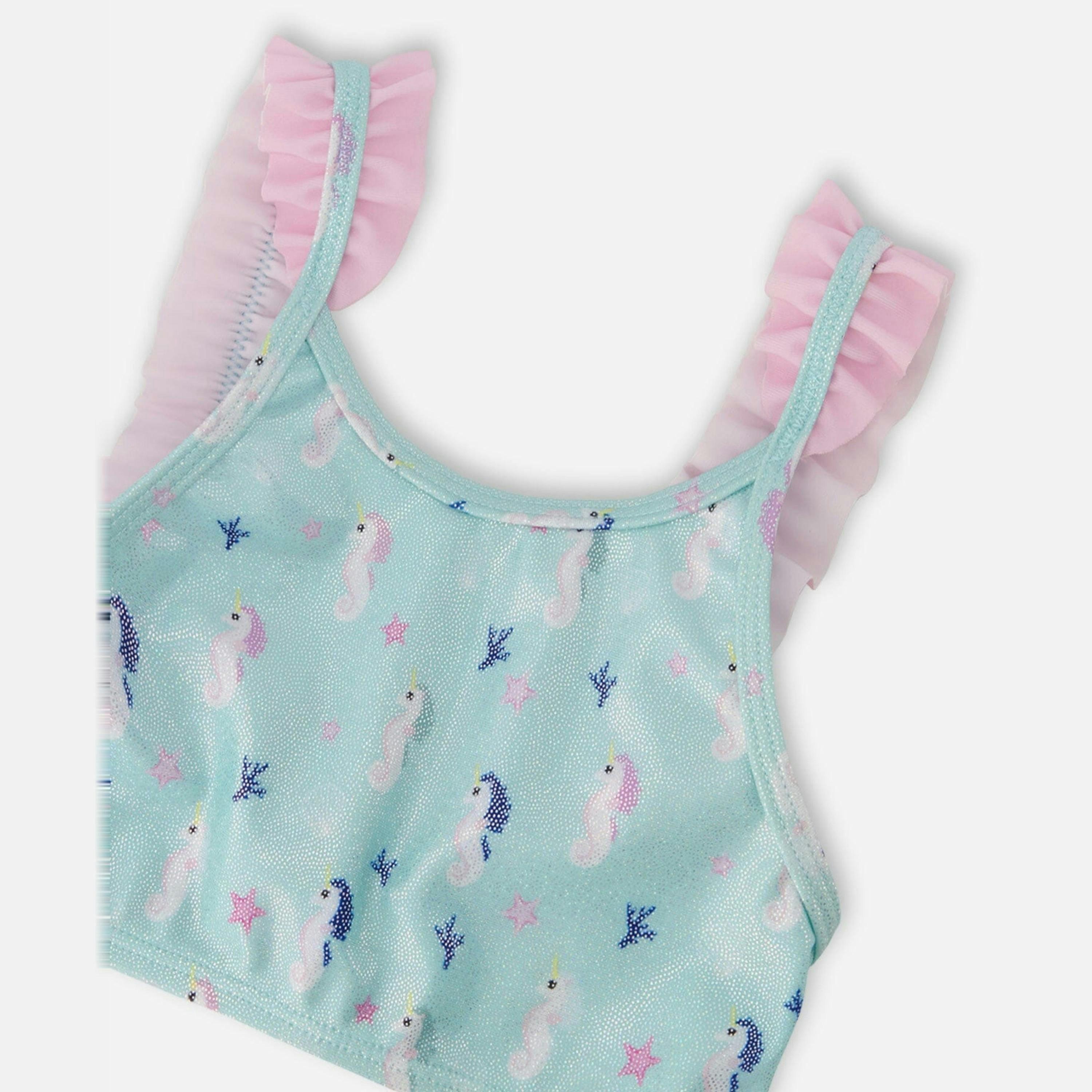 Two-Piece Swimsuit Blue Seahorse Print , view 4 of 5