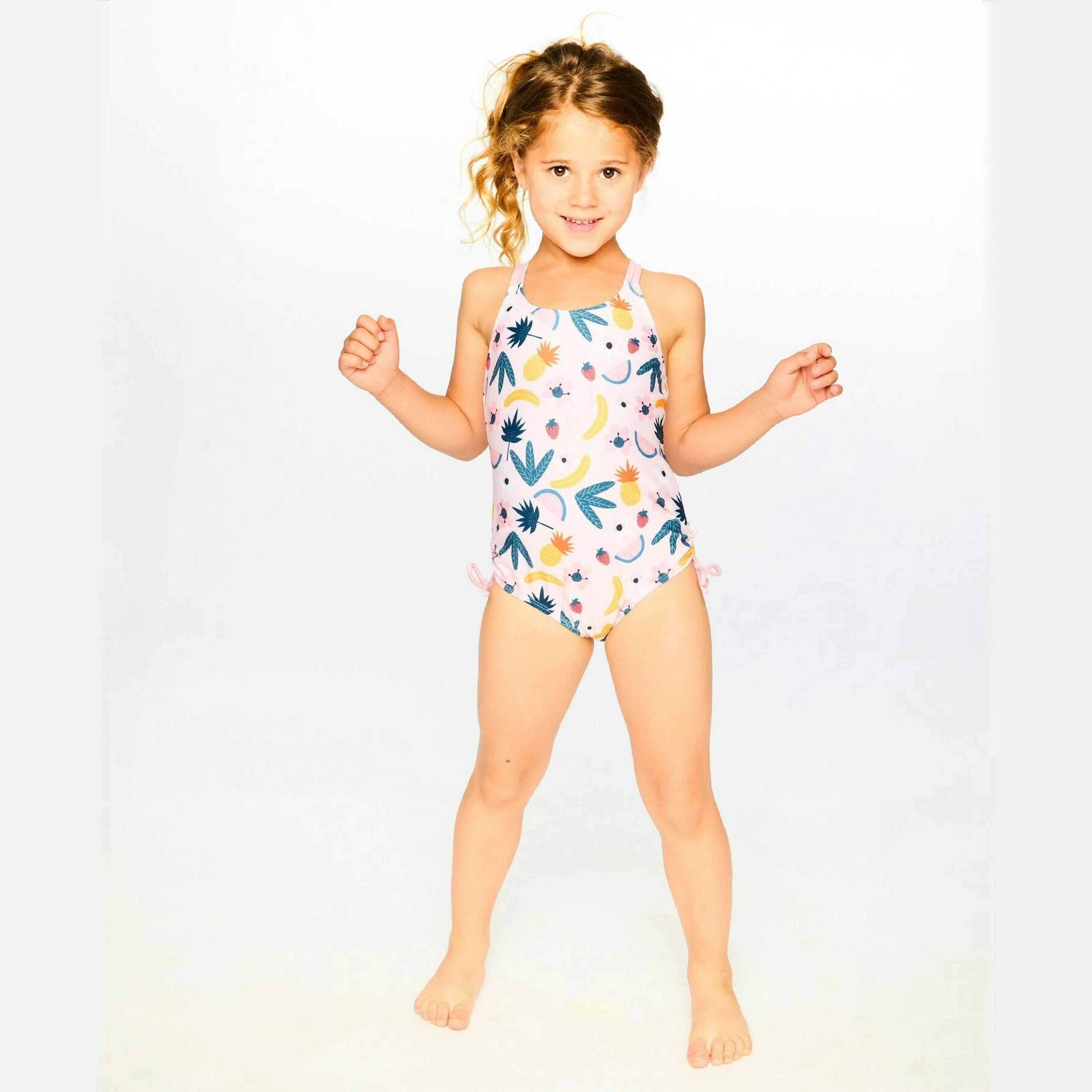 One-Piece Swimsuit Pink Printed Fruits , view 2 of 4