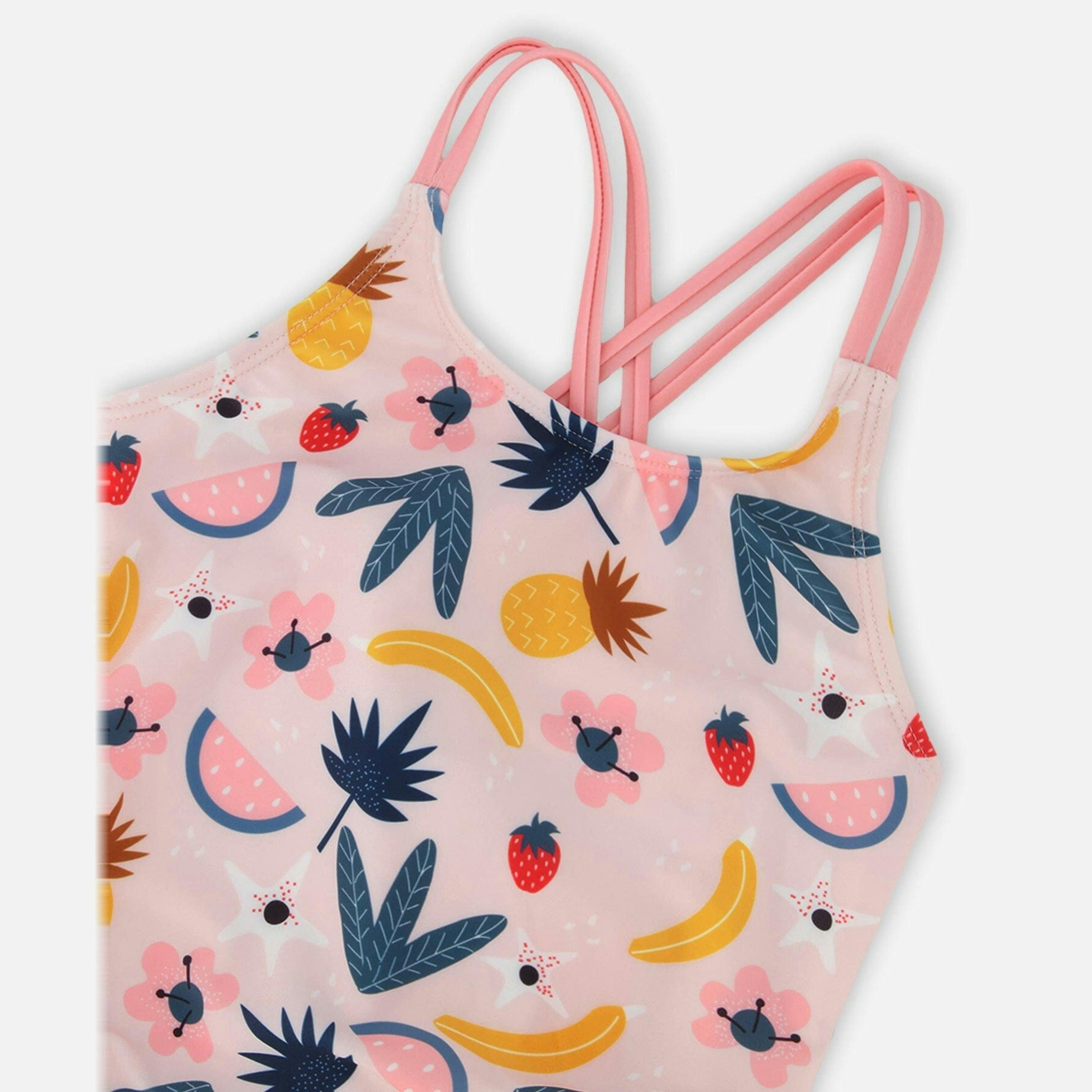 One-Piece Swimsuit Pink Printed Fruits , view 4 of 4