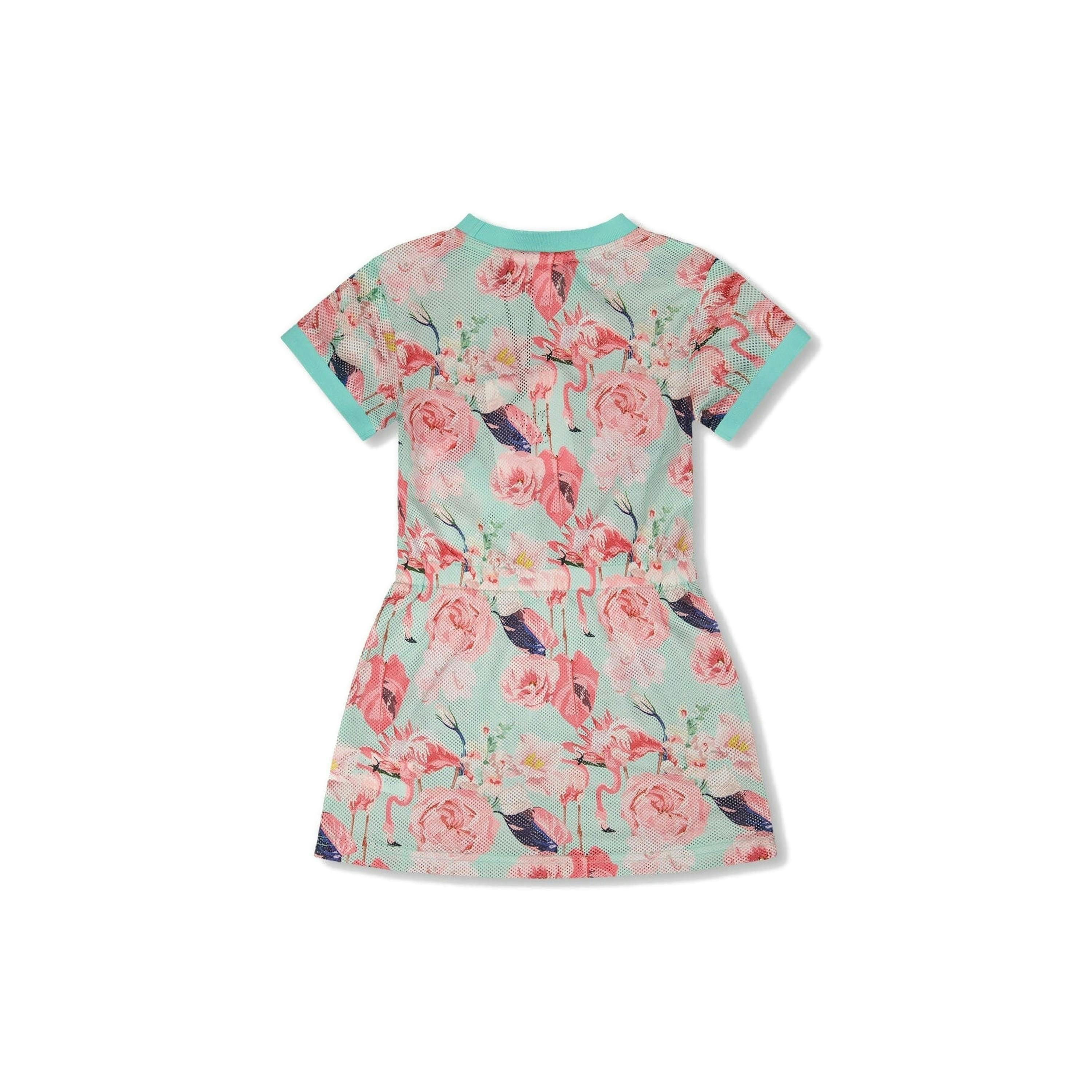Mesh Beach Dress Blue Flamingo Print , view 4 of 5