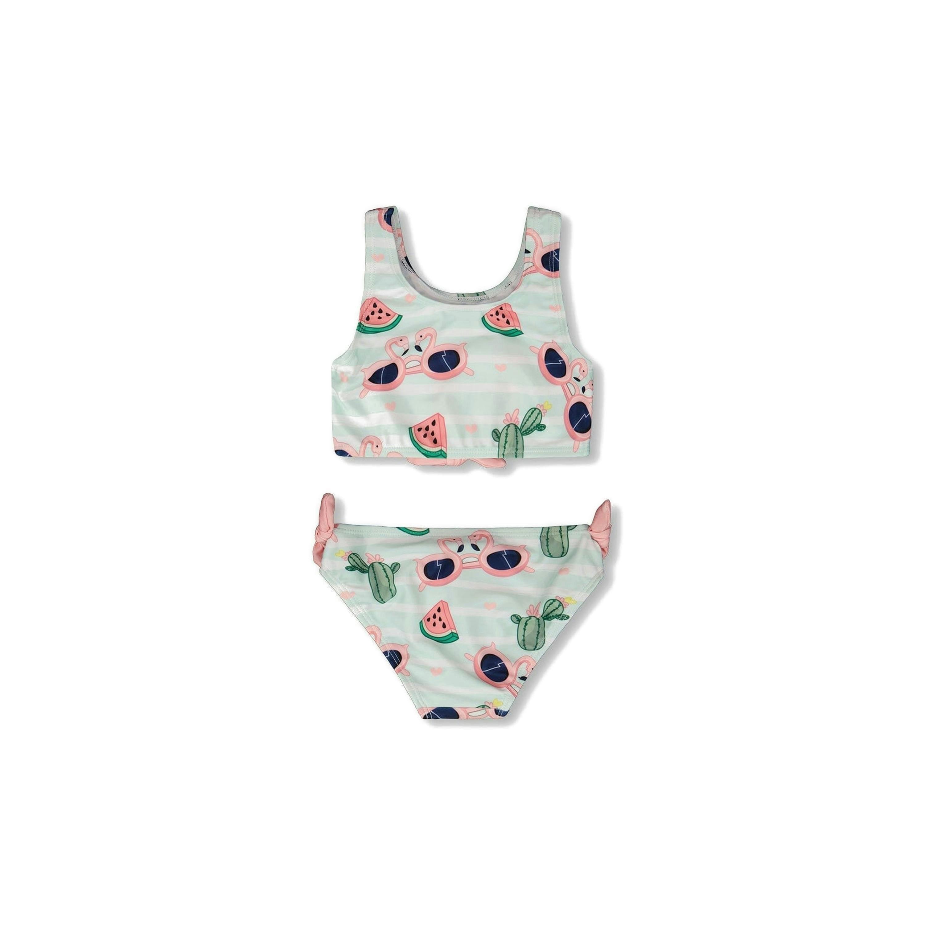 Two-Piece Swimsuit Blue Flamingo And Cactus Print , view 4 of 6