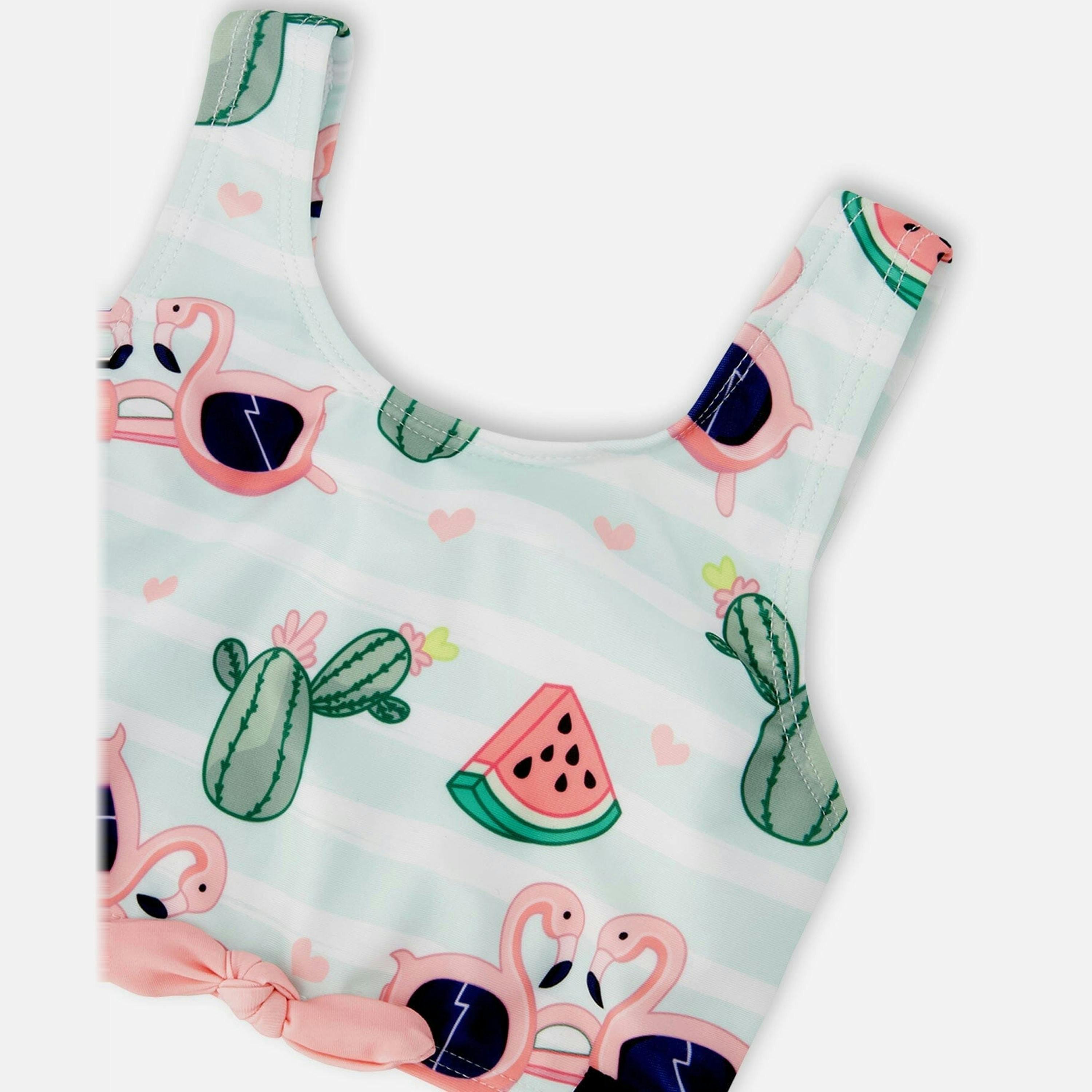 Two-Piece Swimsuit Blue Flamingo And Cactus Print , view 5 of 6
