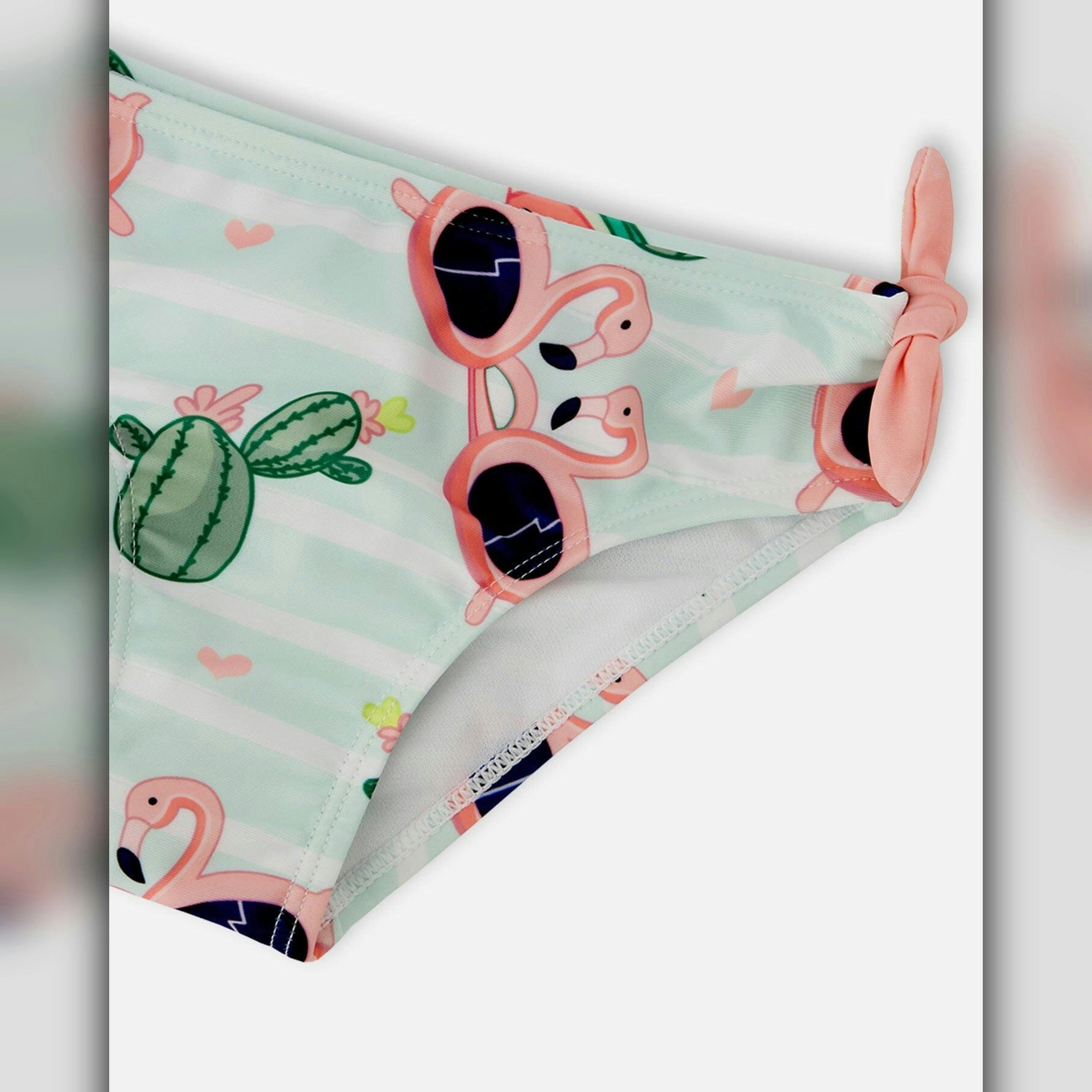 Two-Piece Swimsuit Blue Flamingo And Cactus Print , view 6 of 6