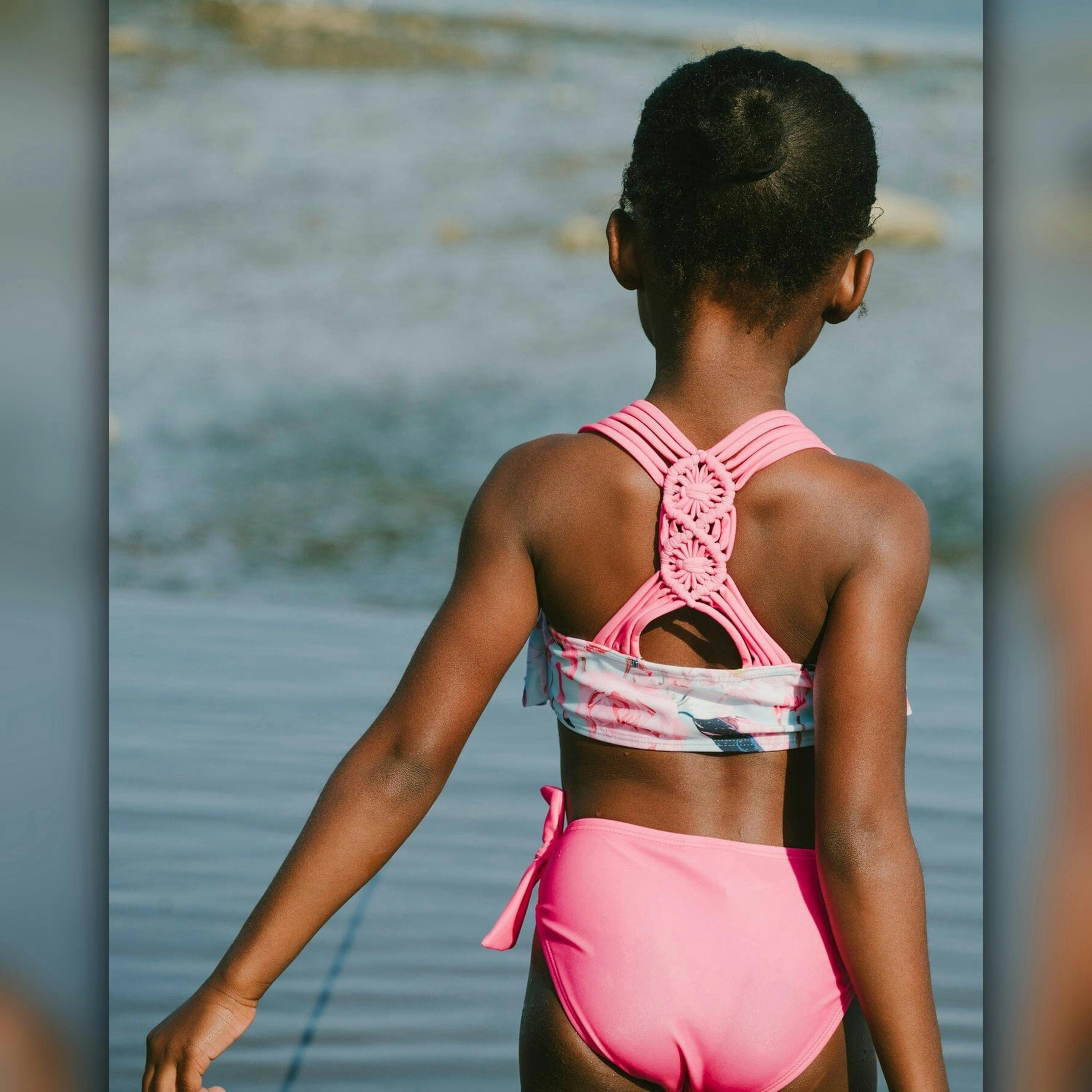 Two-Piece Swimsuit Blue Flamingo Print , view 3 of 6
