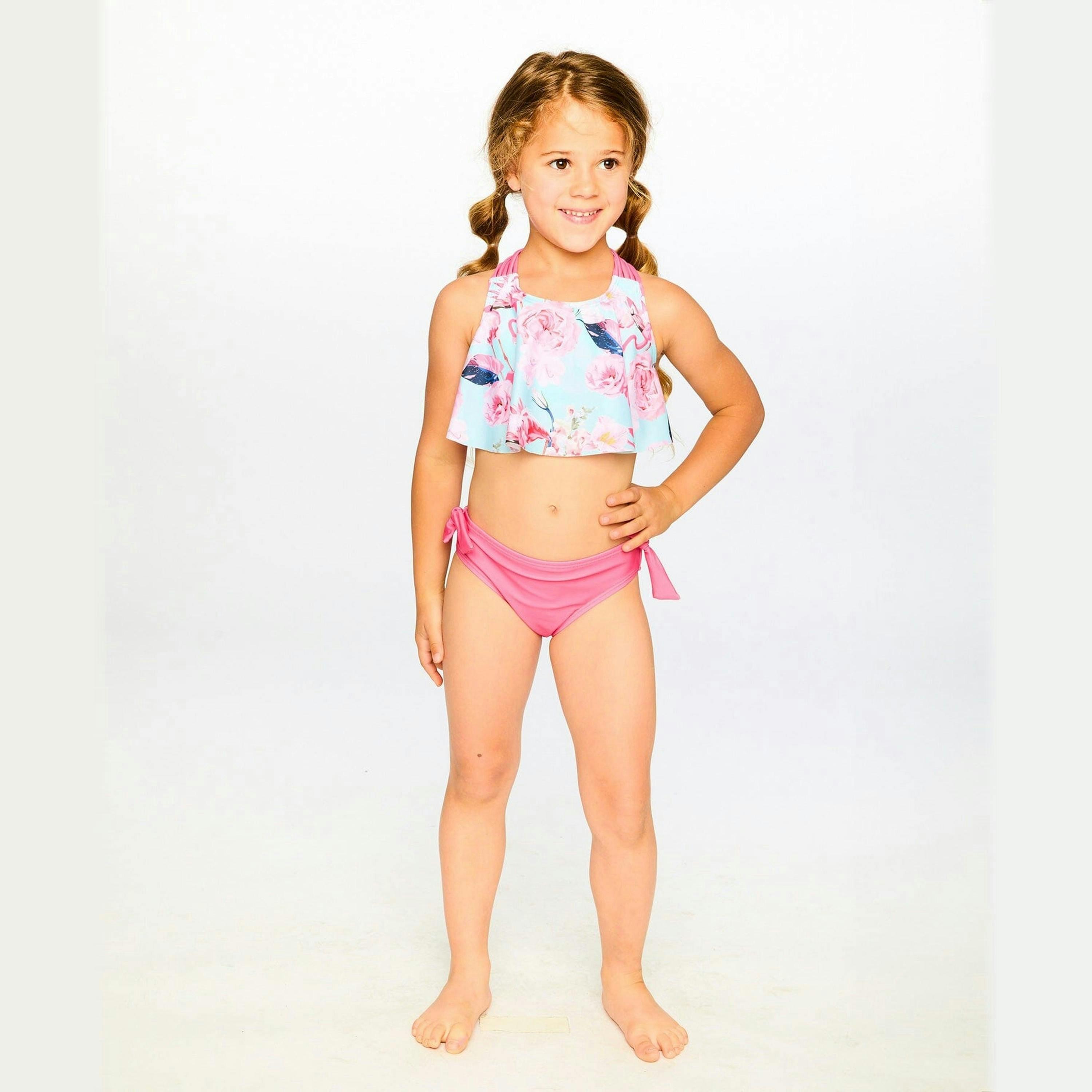 Two-Piece Swimsuit Blue Flamingo Print , view 4 of 6