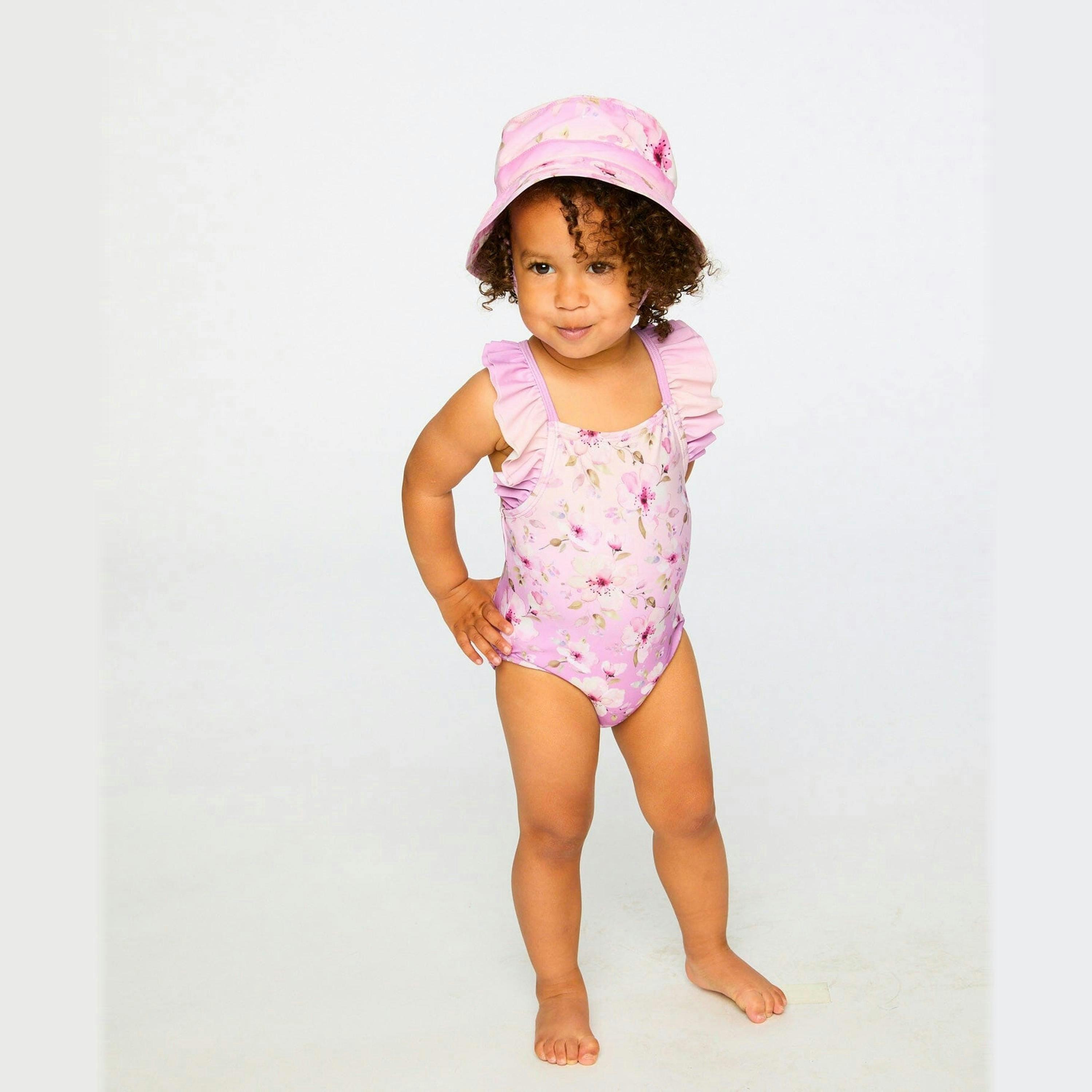 Beach Hat Purple Flower Print , view 2 of 4
