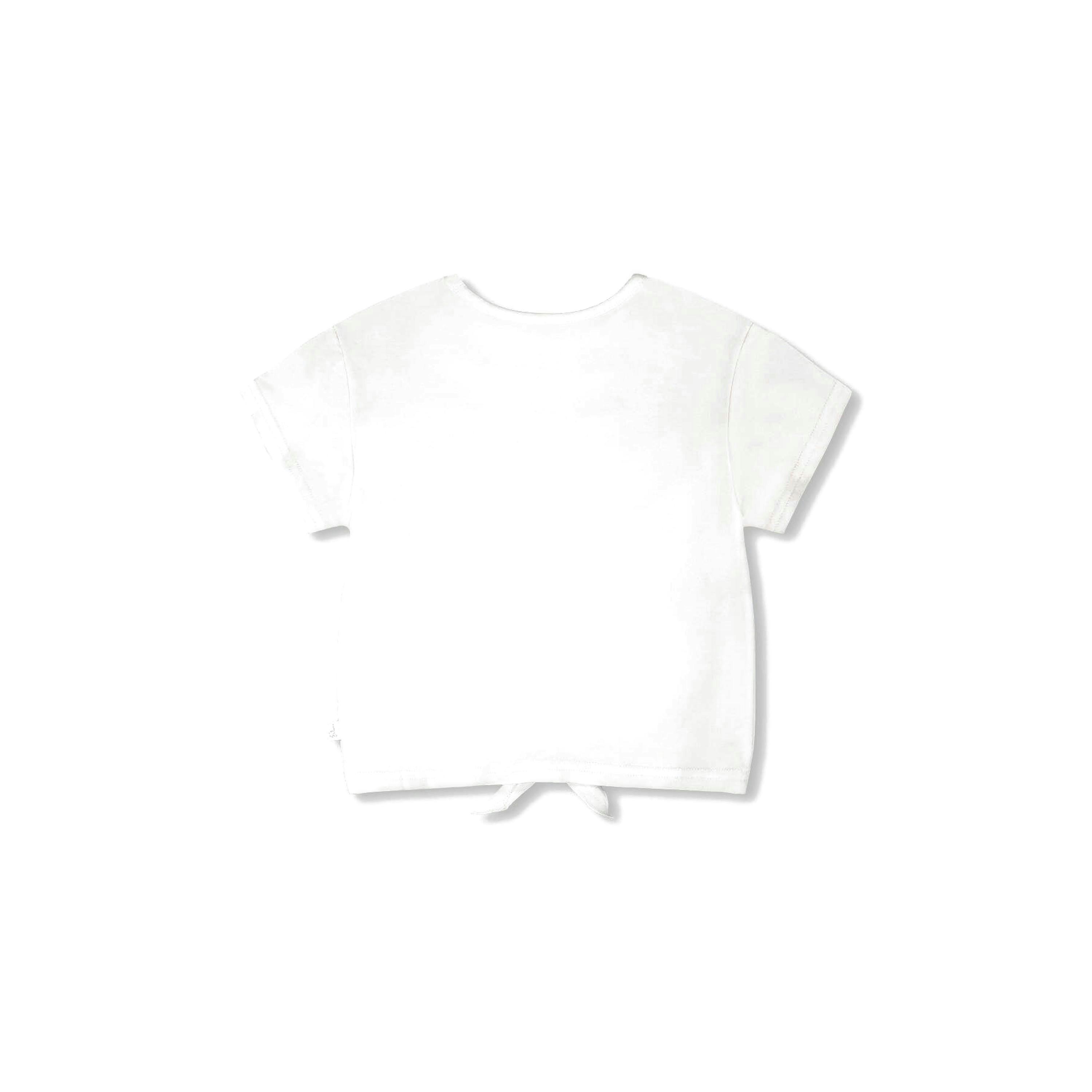Organic Cotton Jersey T-Shirt With Tie At Waist White , view 3 of 4