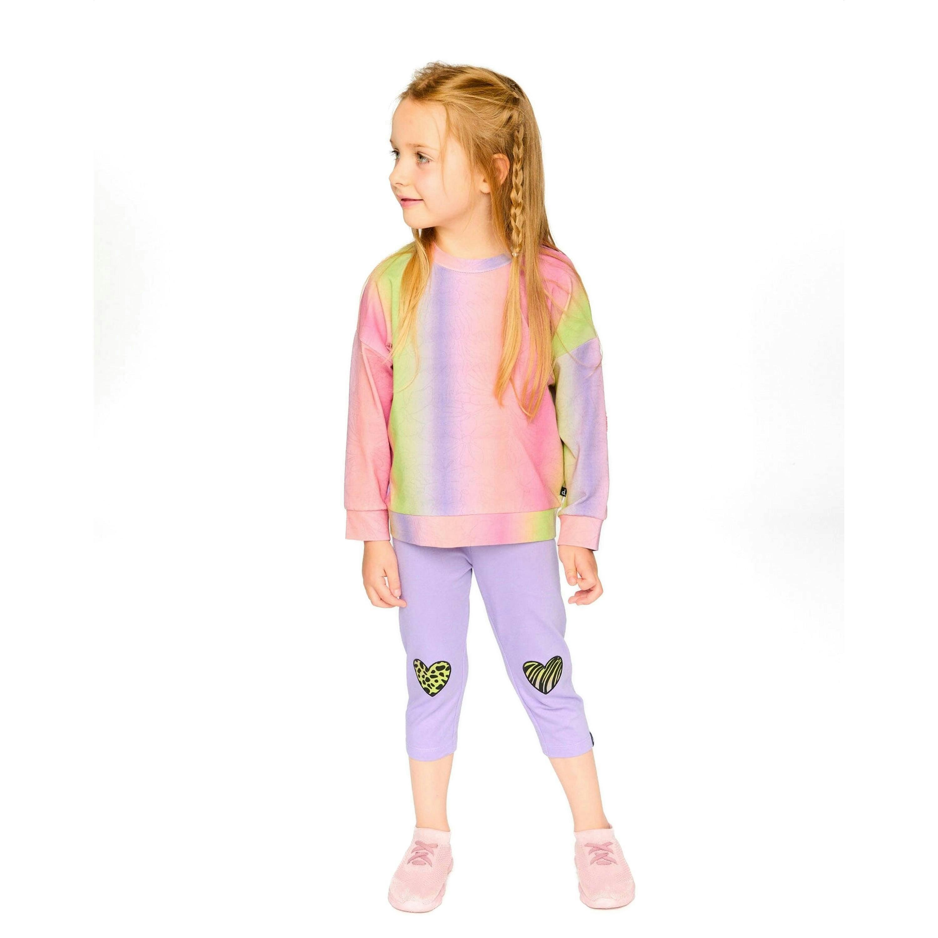 Organic Cotton Jersey Capri Mauve With Knee Screen Hearts Appliqués , view 2 of 3