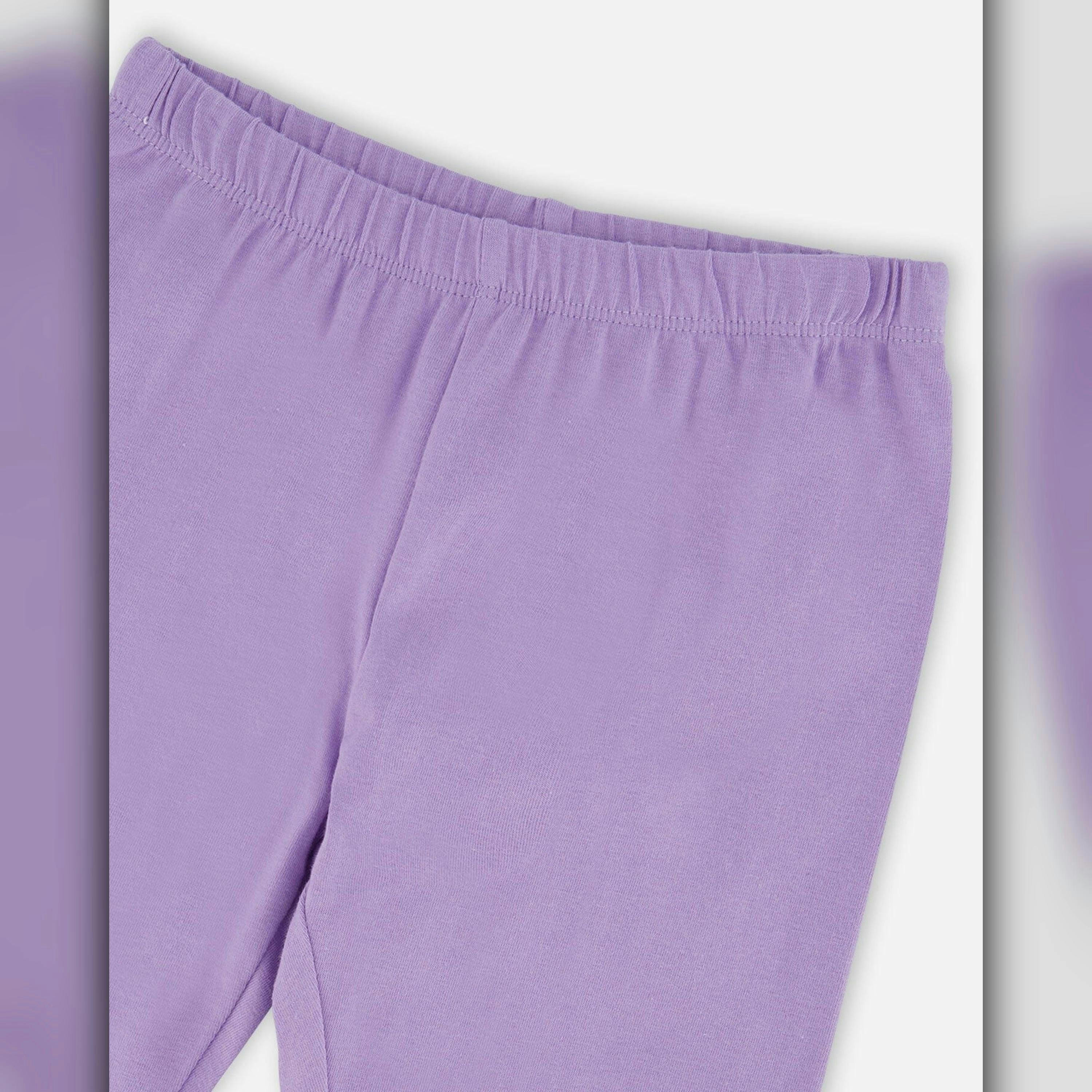 Organic Cotton Jersey Capri Mauve With Knee Screen Hearts Appliqués , view 3 of 3