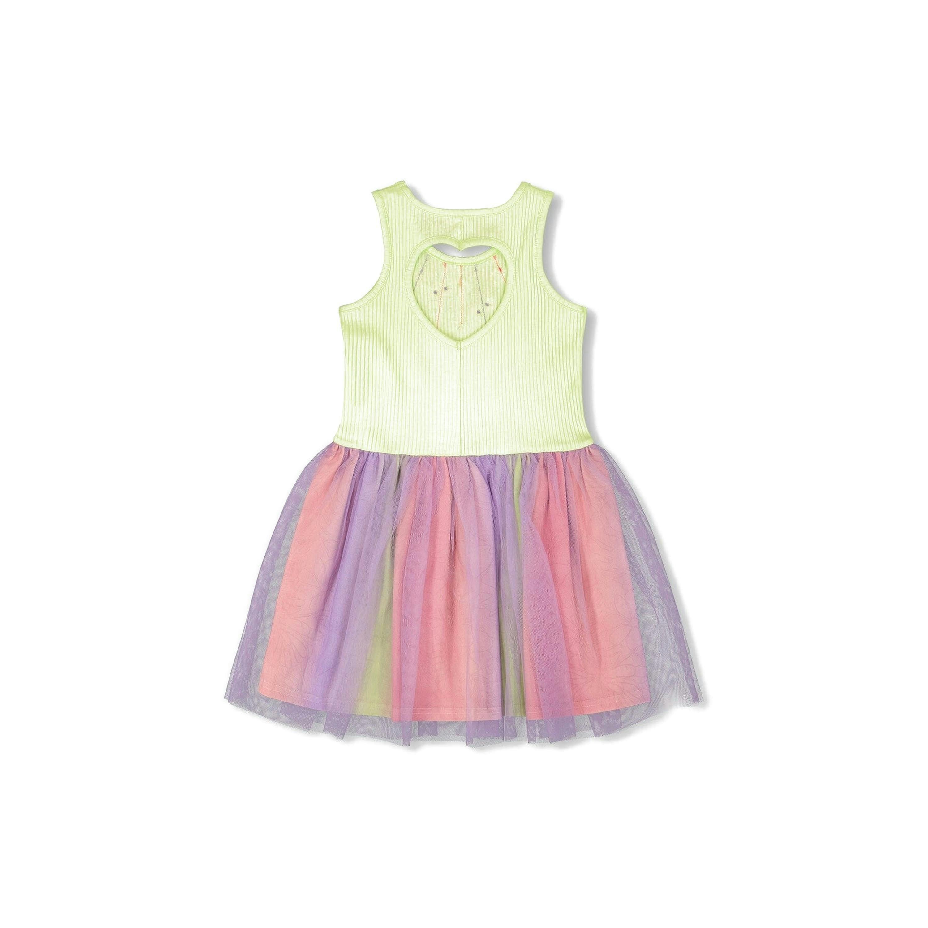 Sleeveless Bi-Material Dress Lime Green , view 3 of 4