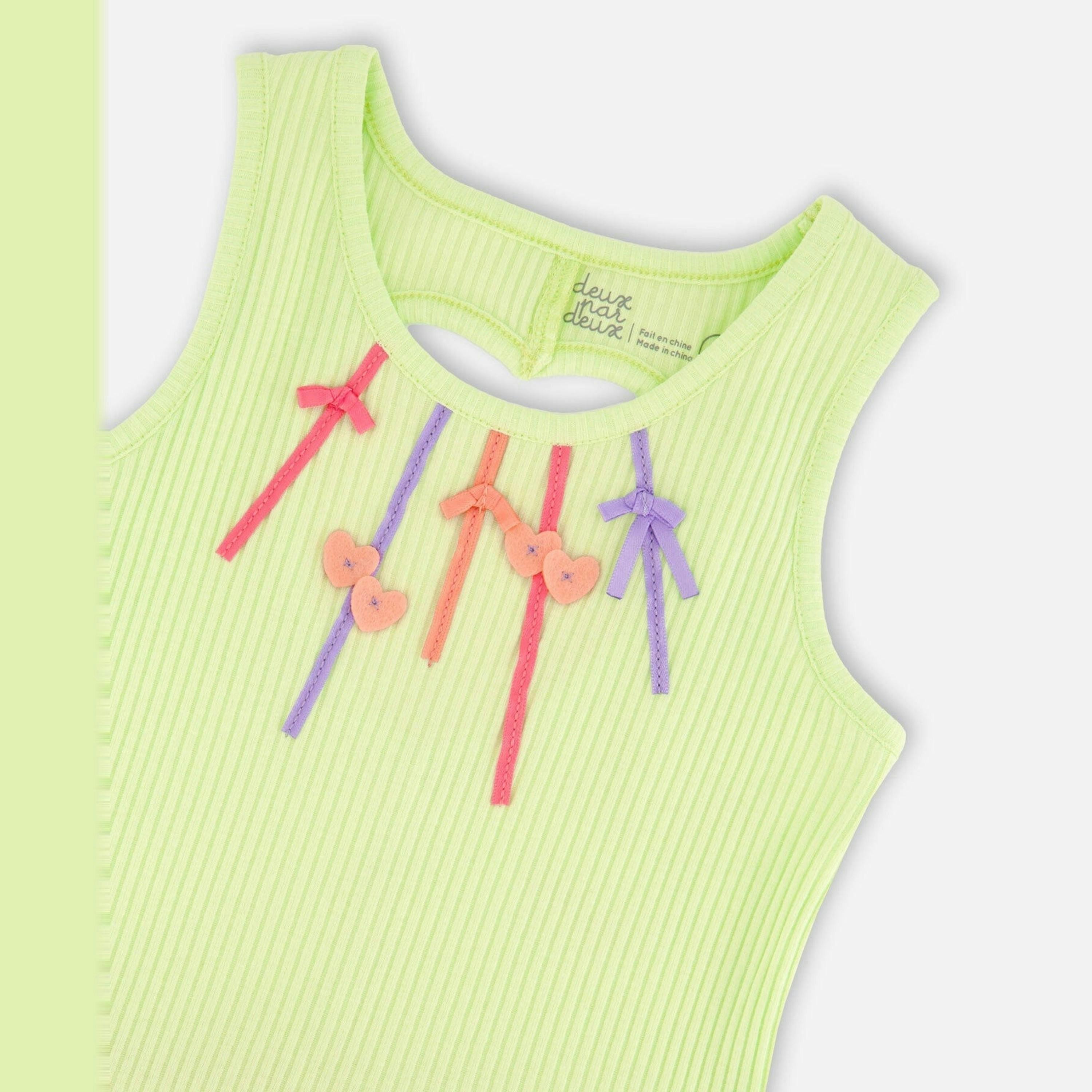Sleeveless Bi-Material Dress Lime Green , view 4 of 4