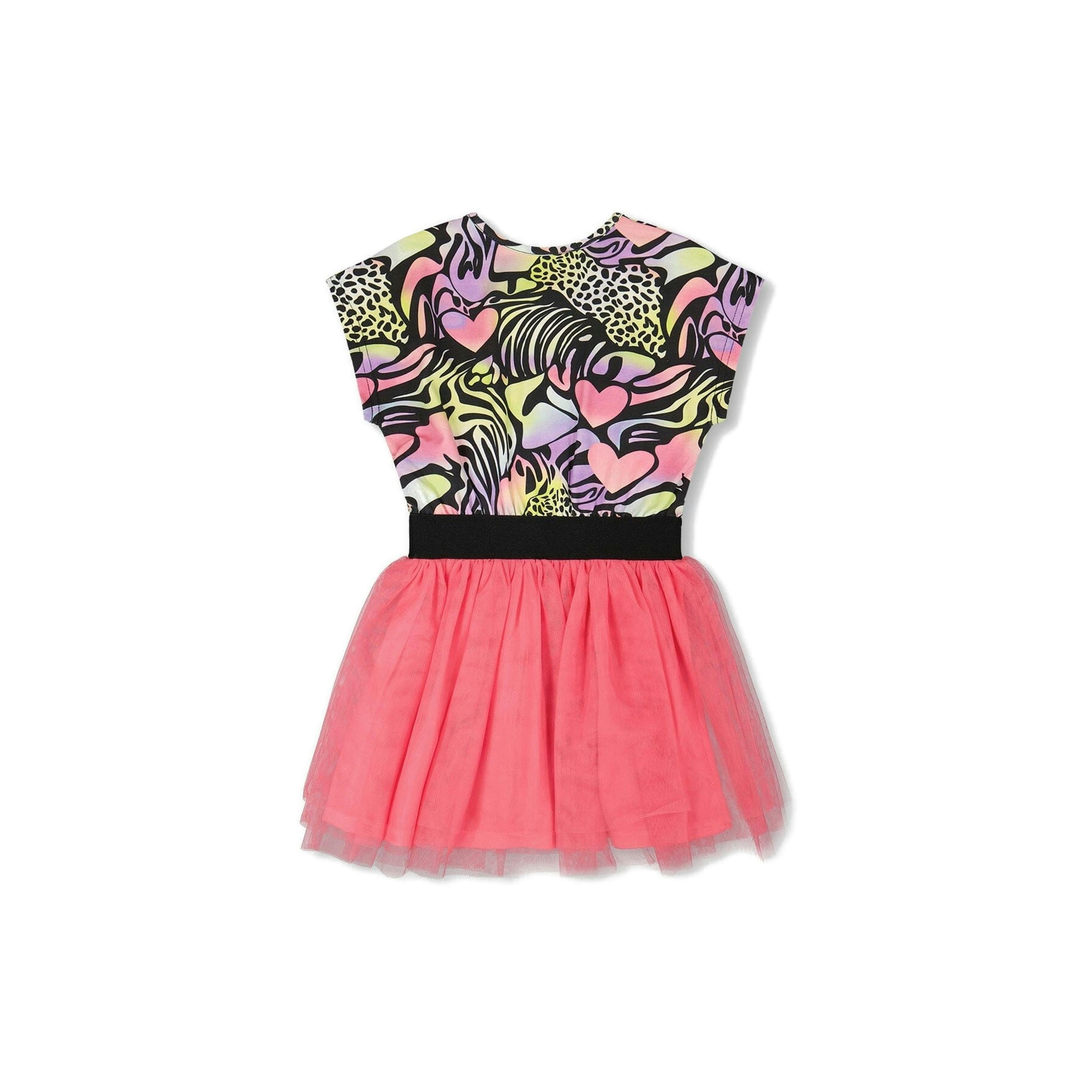 Bi-Material Dress Black Printed Multicolor , view 3 of 4