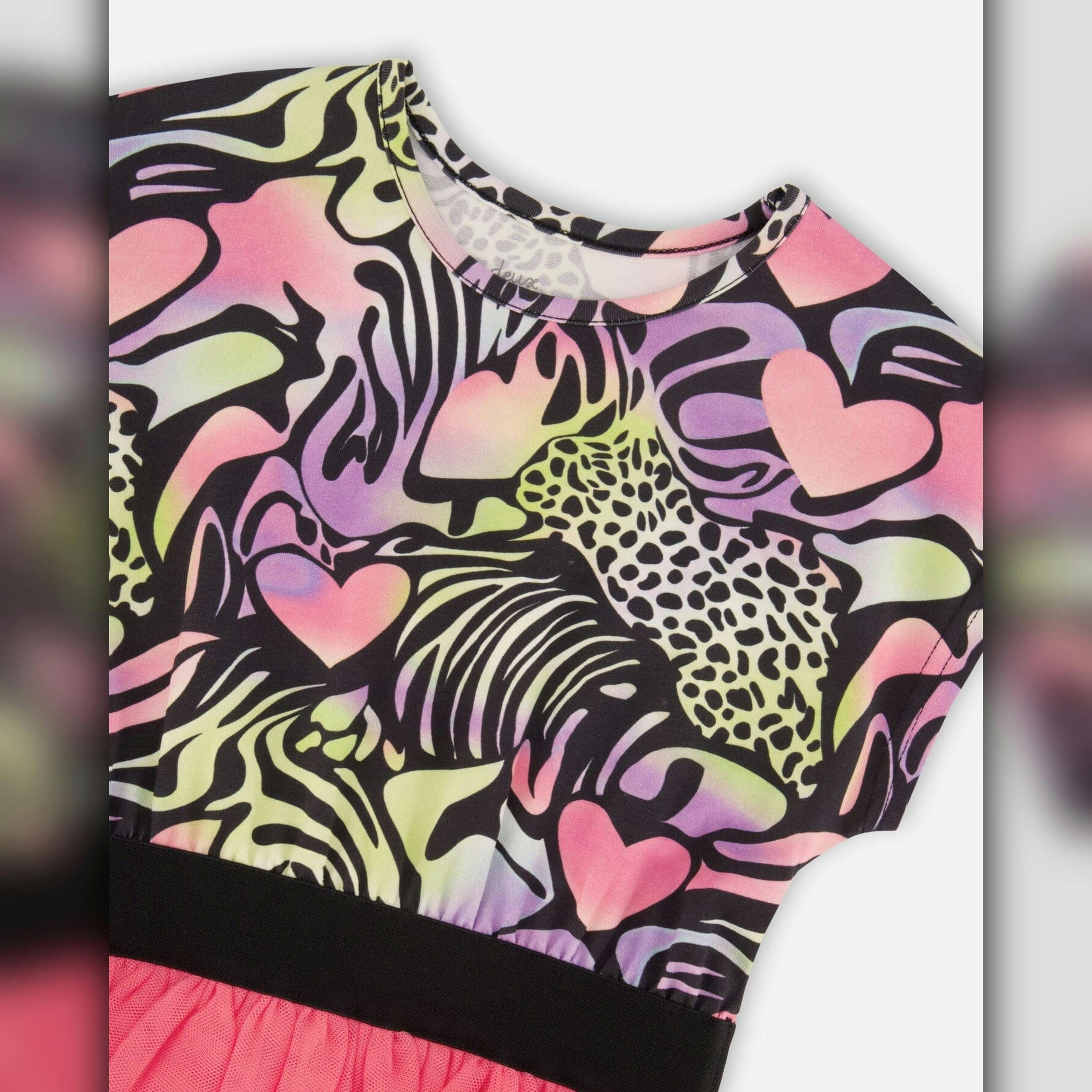 Bi-Material Dress Black Printed Multicolor , view 4 of 4