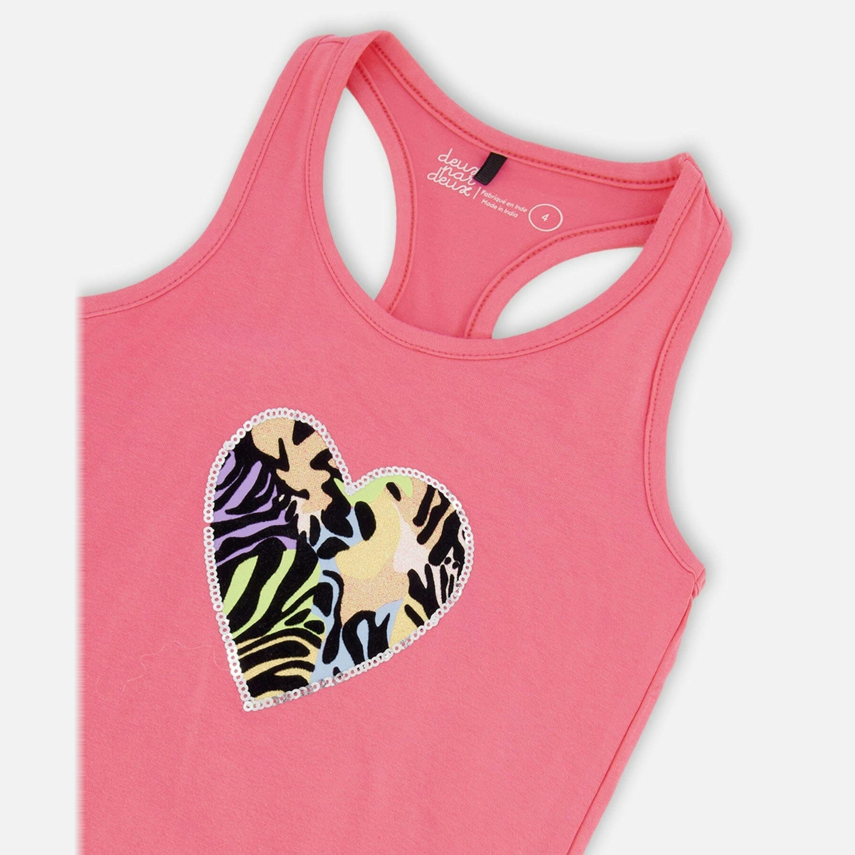 Organic Cotton Jersey Tank Top Pink With Screen Print , view 3 of 3
