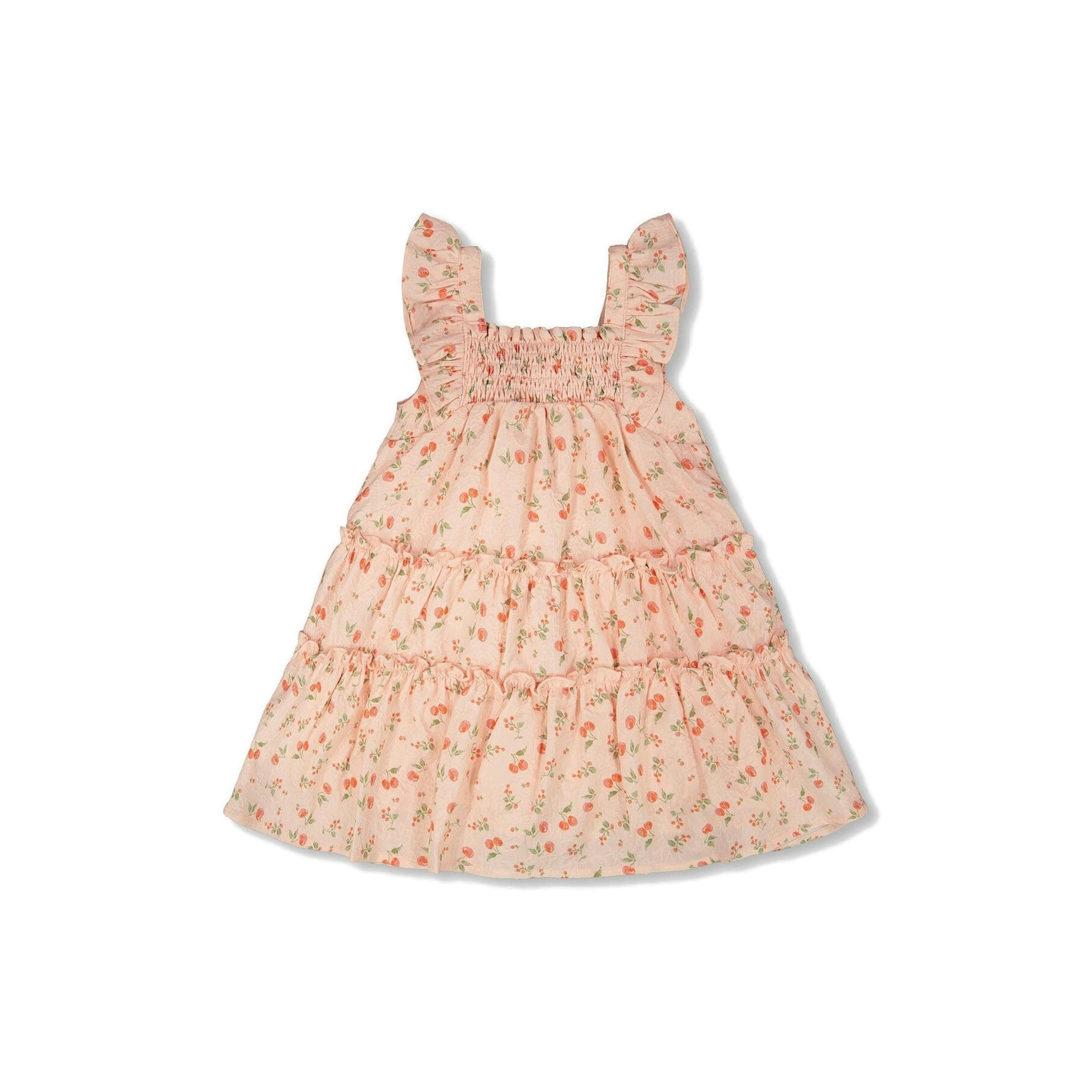 Multi-Tiered Dress With Smocking Pink Printed Flowers , view 3 of 4