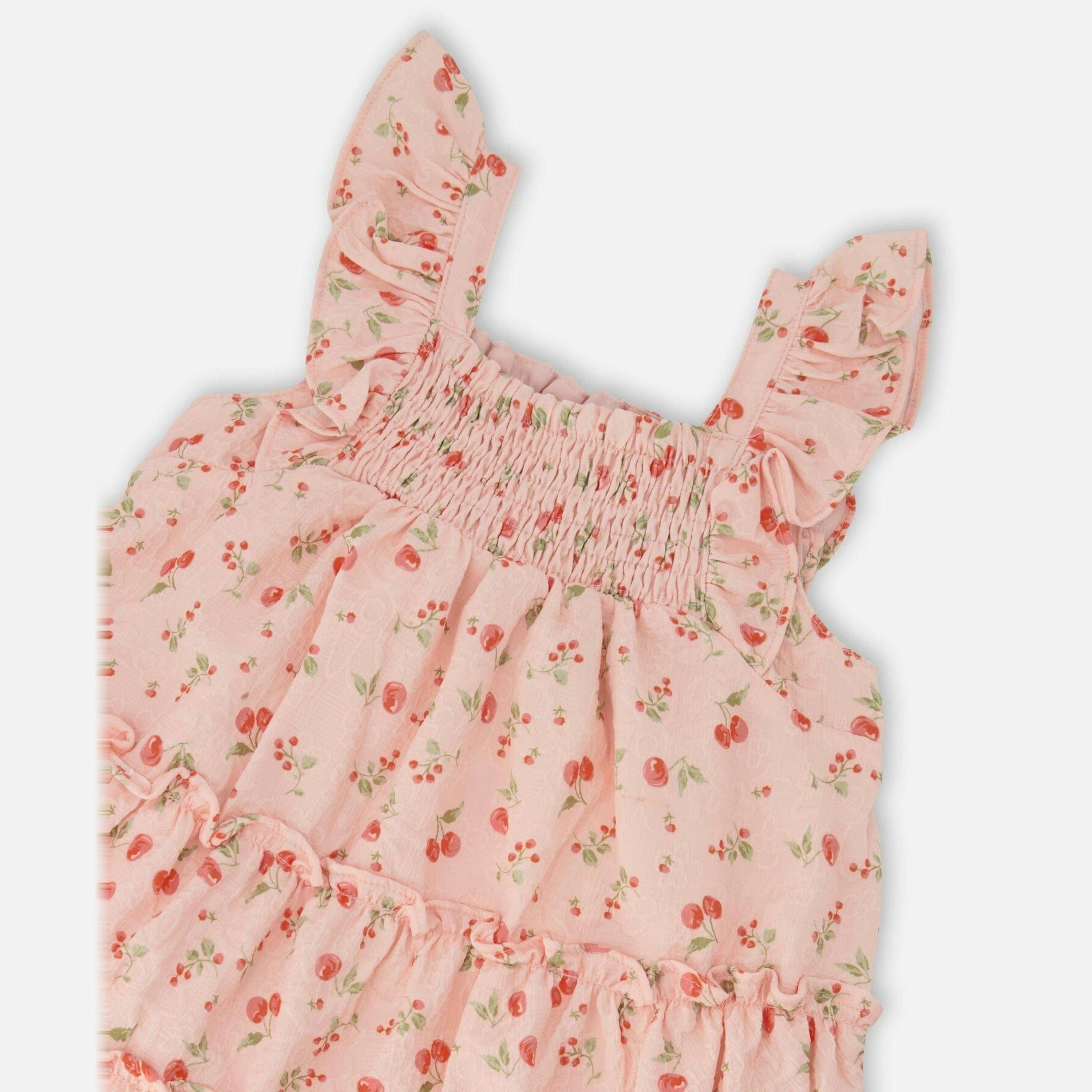Multi-Tiered Dress With Smocking Pink Printed Flowers , view 4 of 4