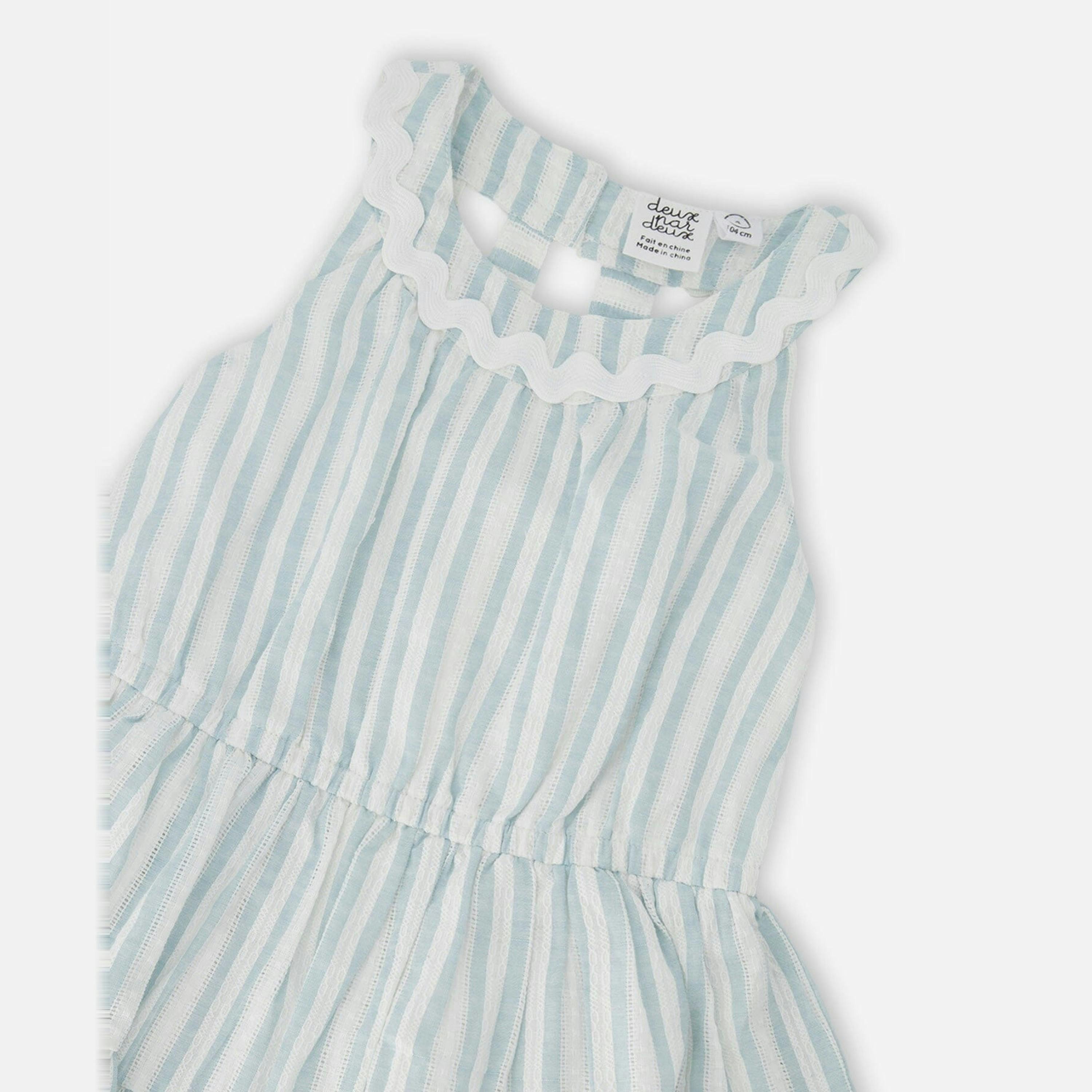 Multi-Tiered Dress White And Blue Stripes , view 3 of 3