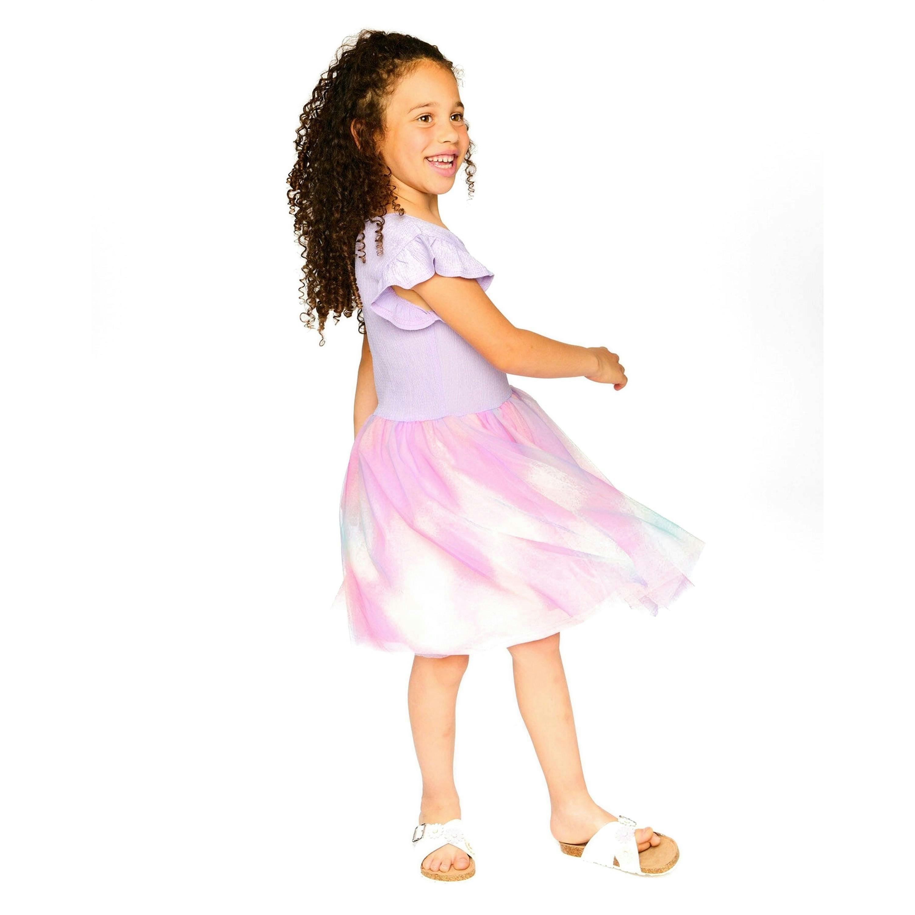 Bi-Material Mesh Dress Lilac , view 2 of 3