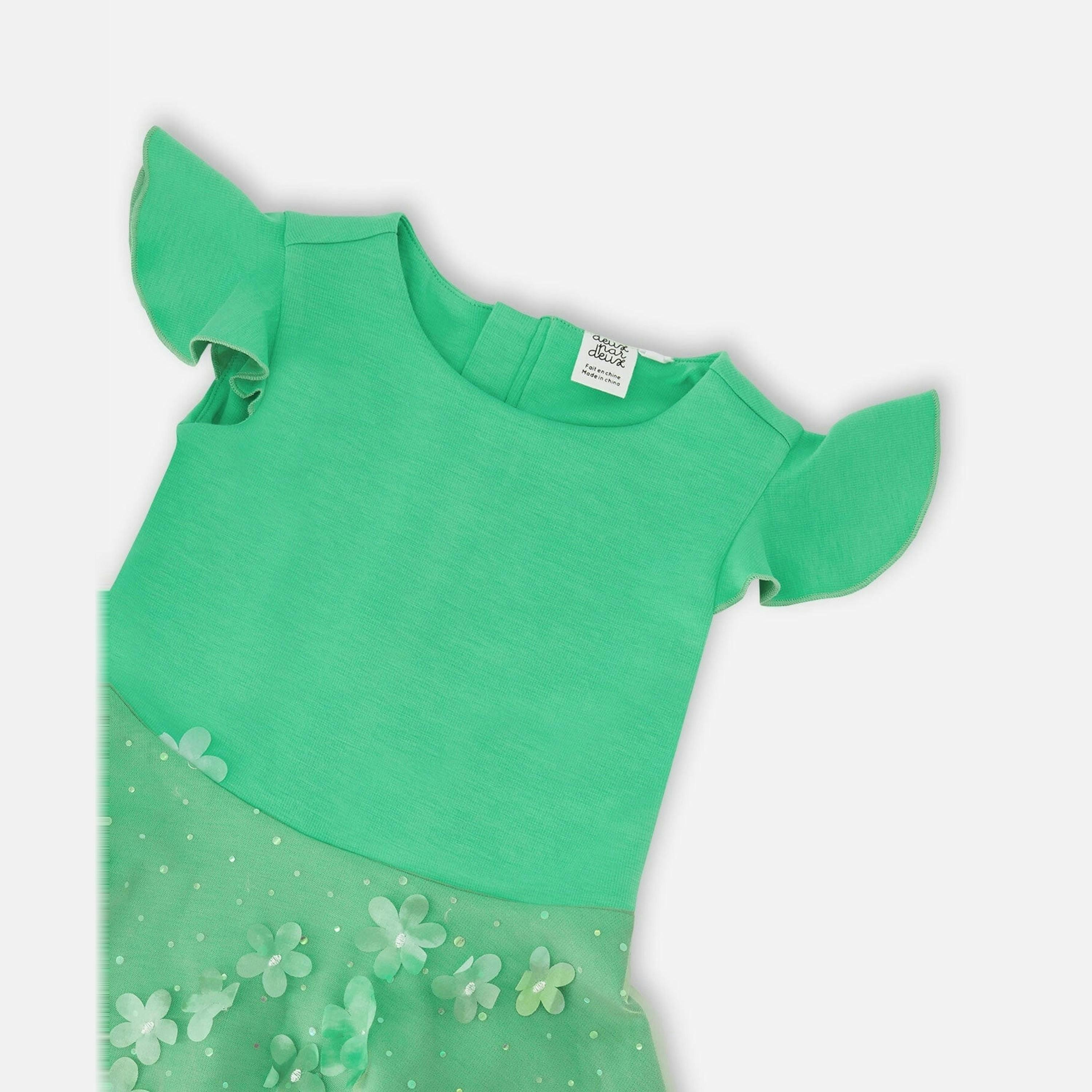 Bi-Material Dress Bright Mint Green , view 3 of 3