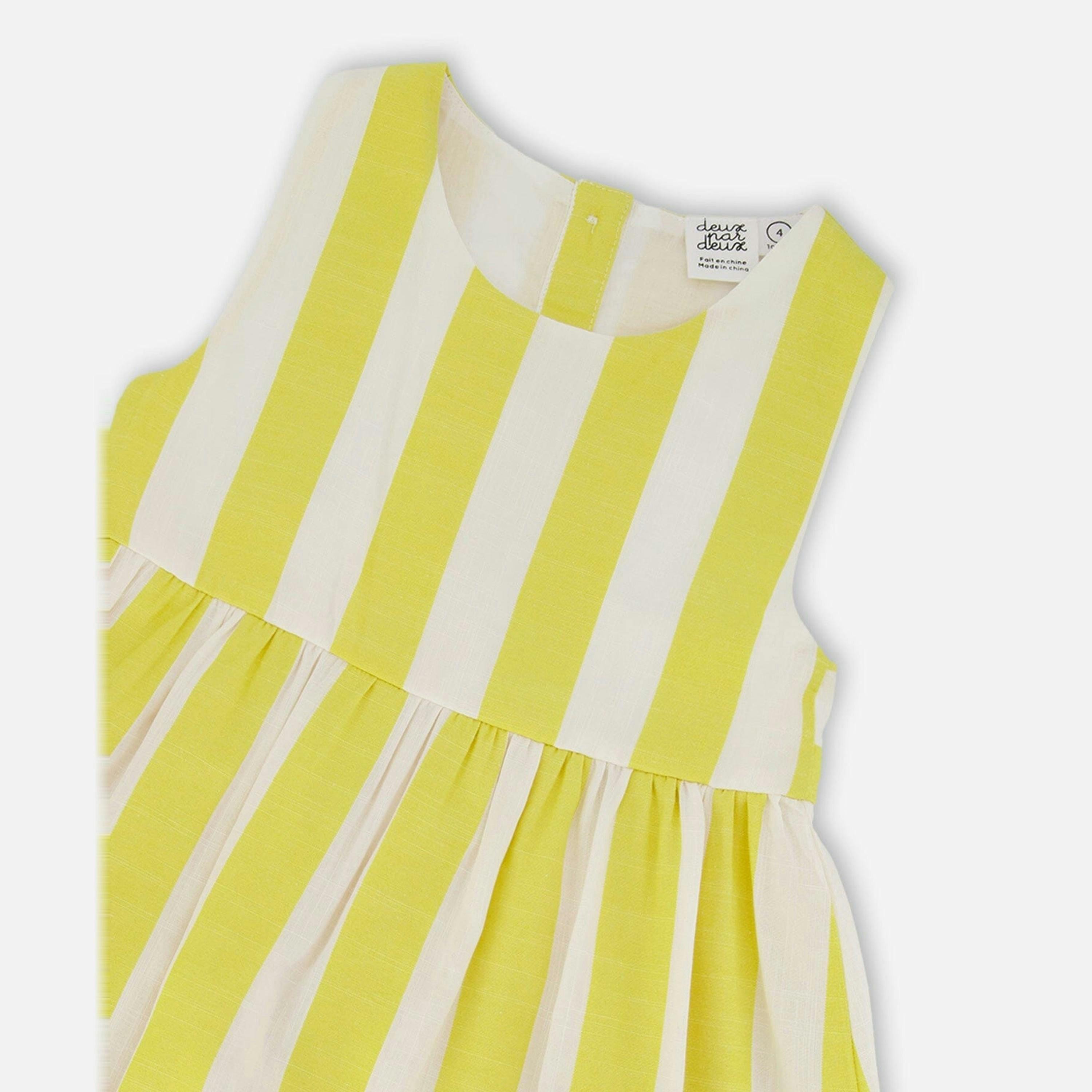 Sleeveless Dress White and Yellow Stripes , view 3 of 3