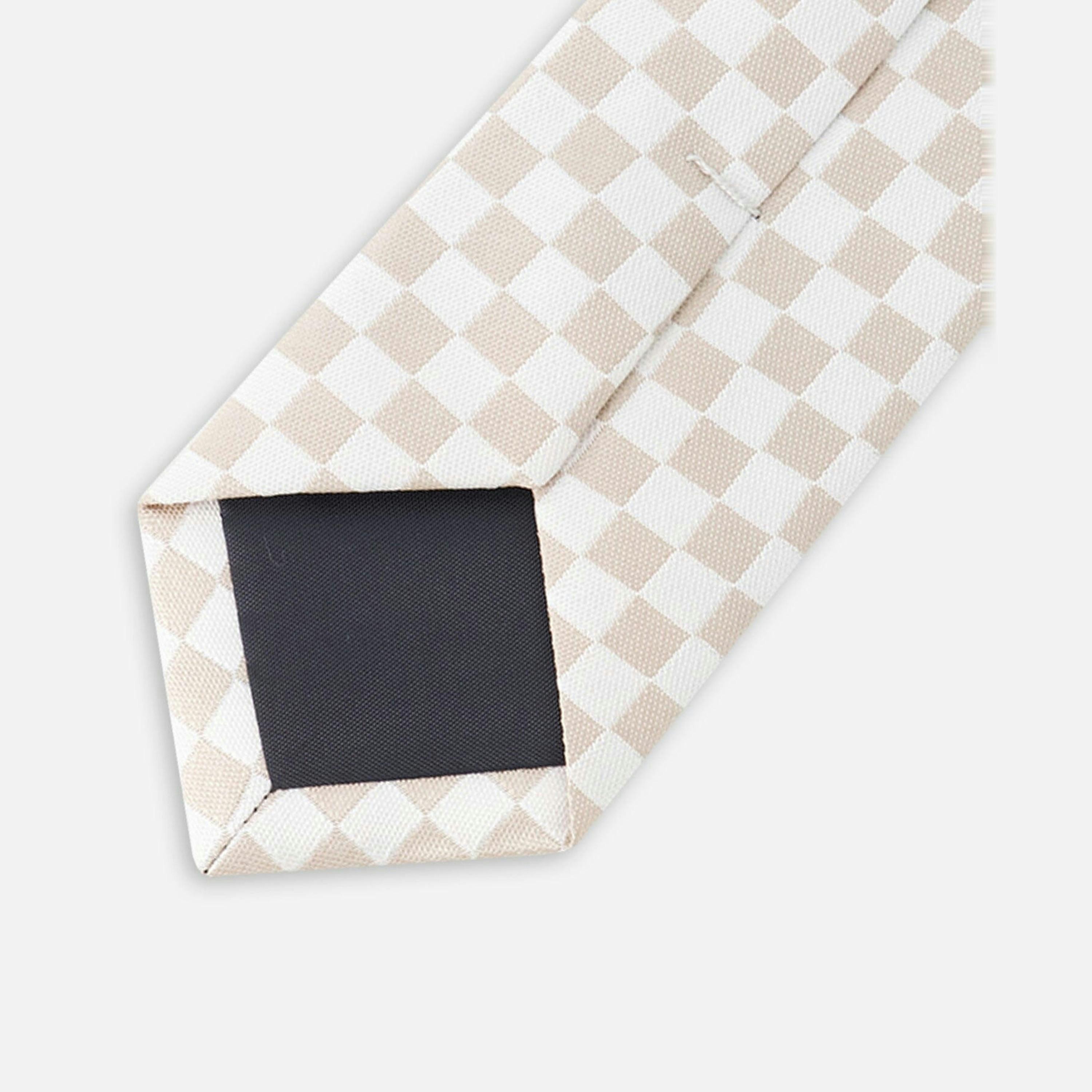 Neck Tie White and Sand Check , view 2 of 3