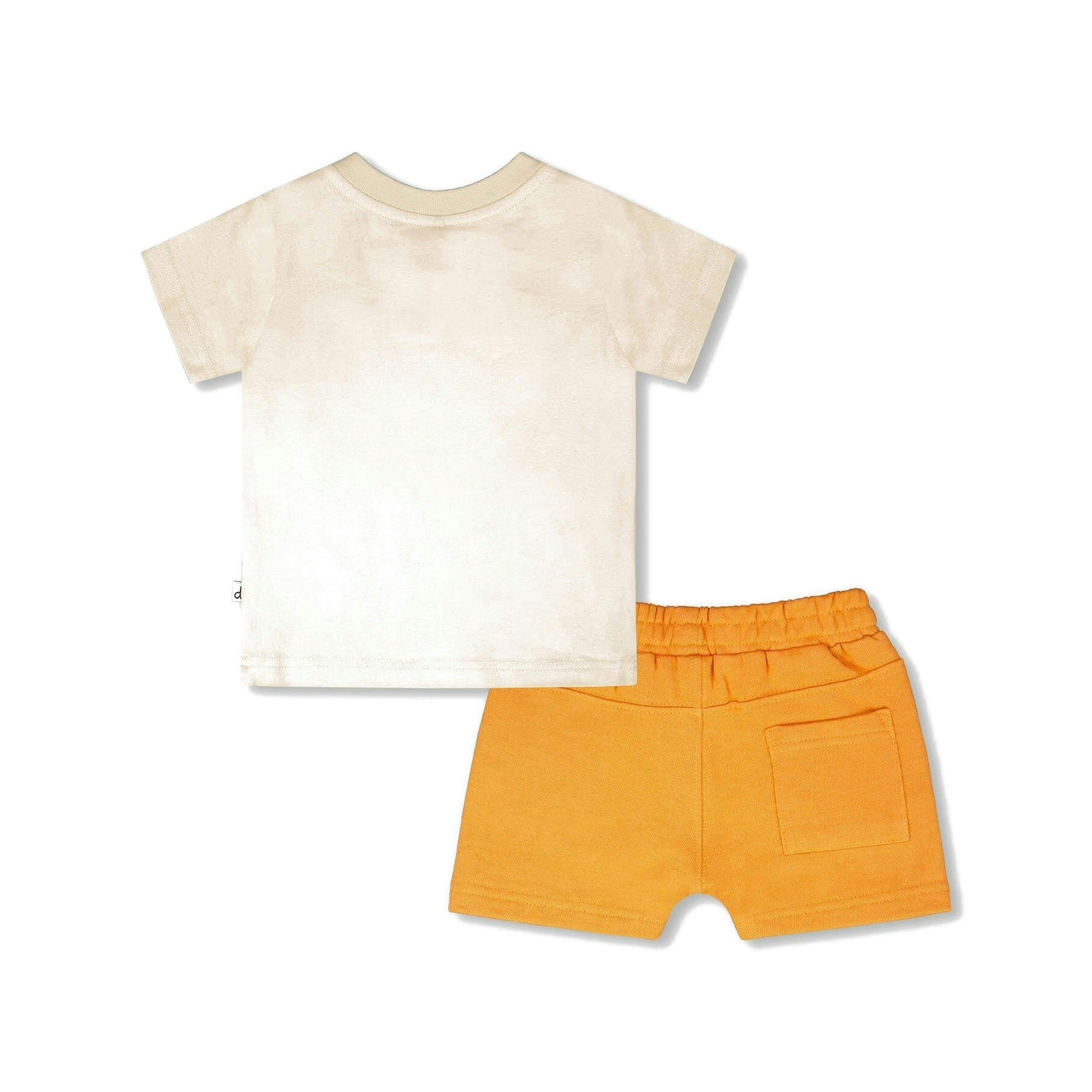 Organic Cotton T-Shirt and Short Set Beige and Orange , view 2 of 3