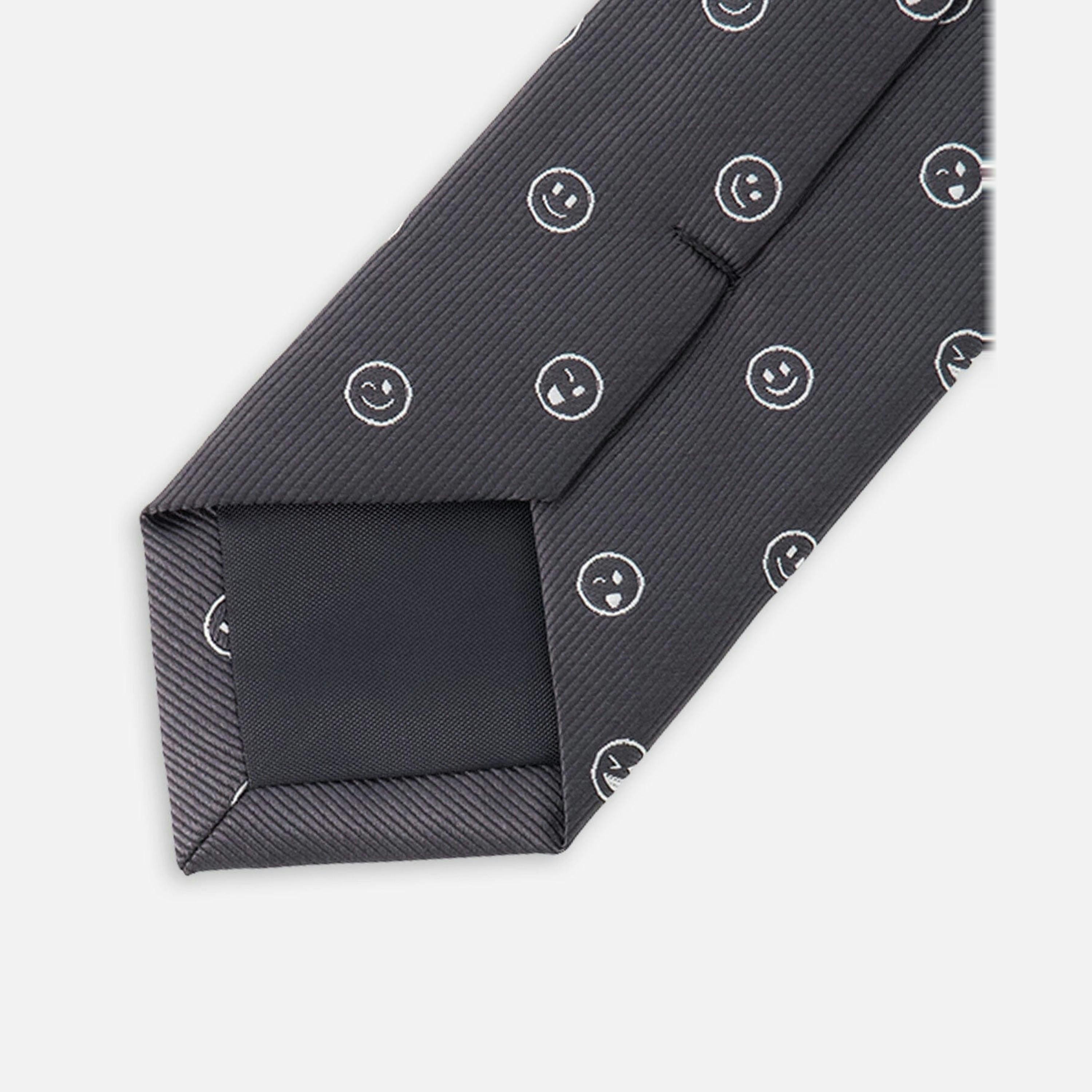 Neck Tie Black Printed Smiles , view 2 of 3