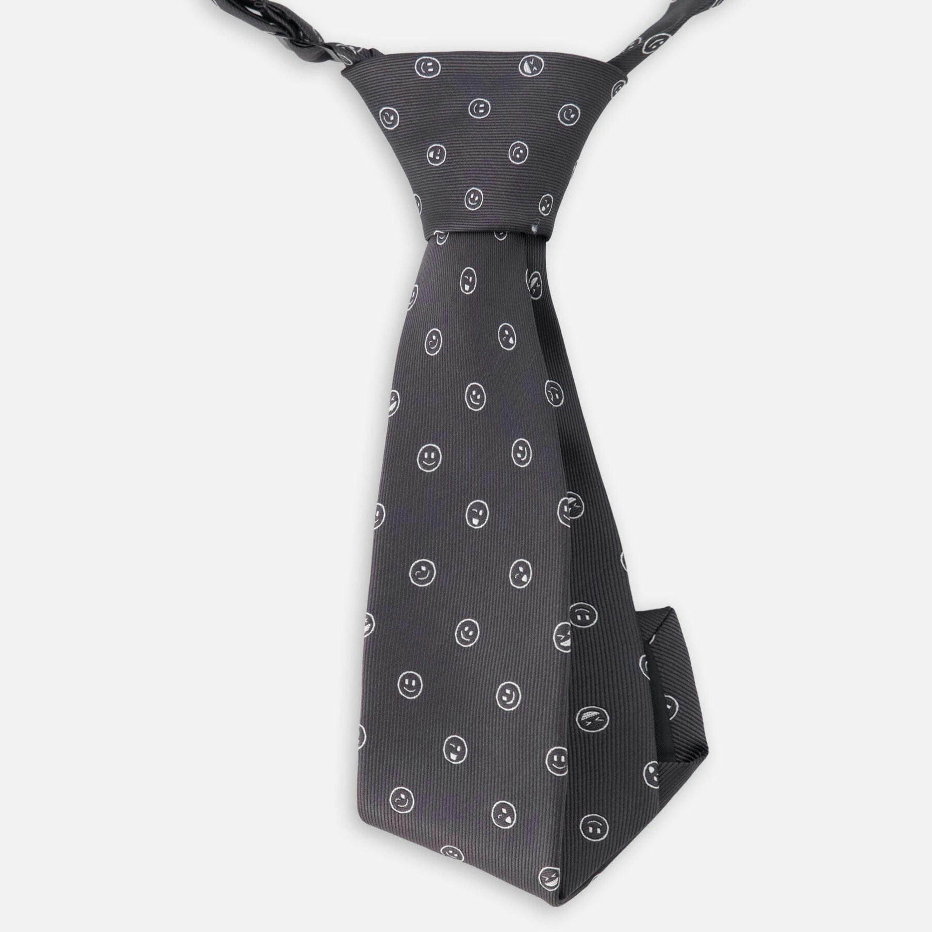 Neck Tie Black Printed Smiles , view 3 of 3