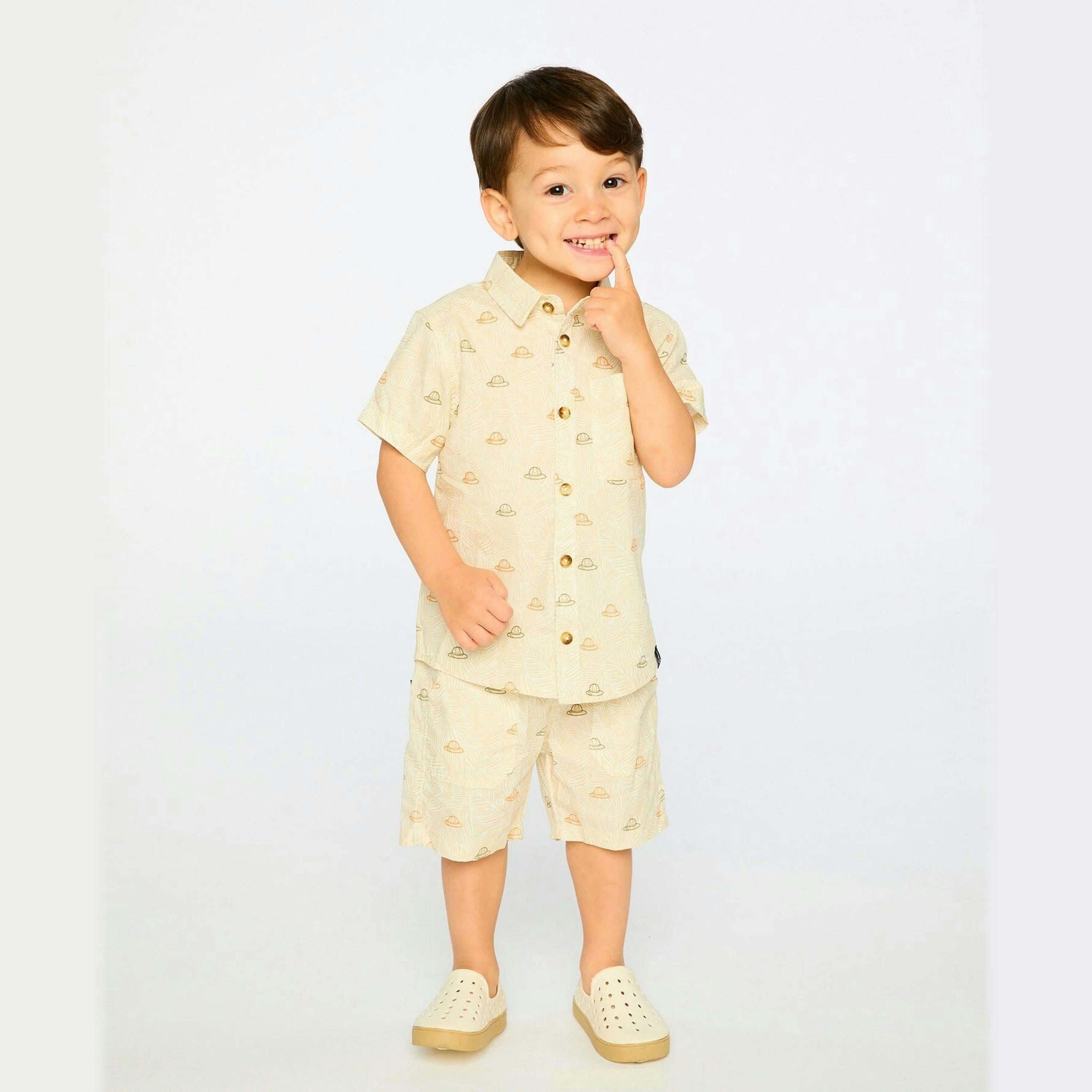 Poplin Shirt Beige Safari Print , view 3 of 5